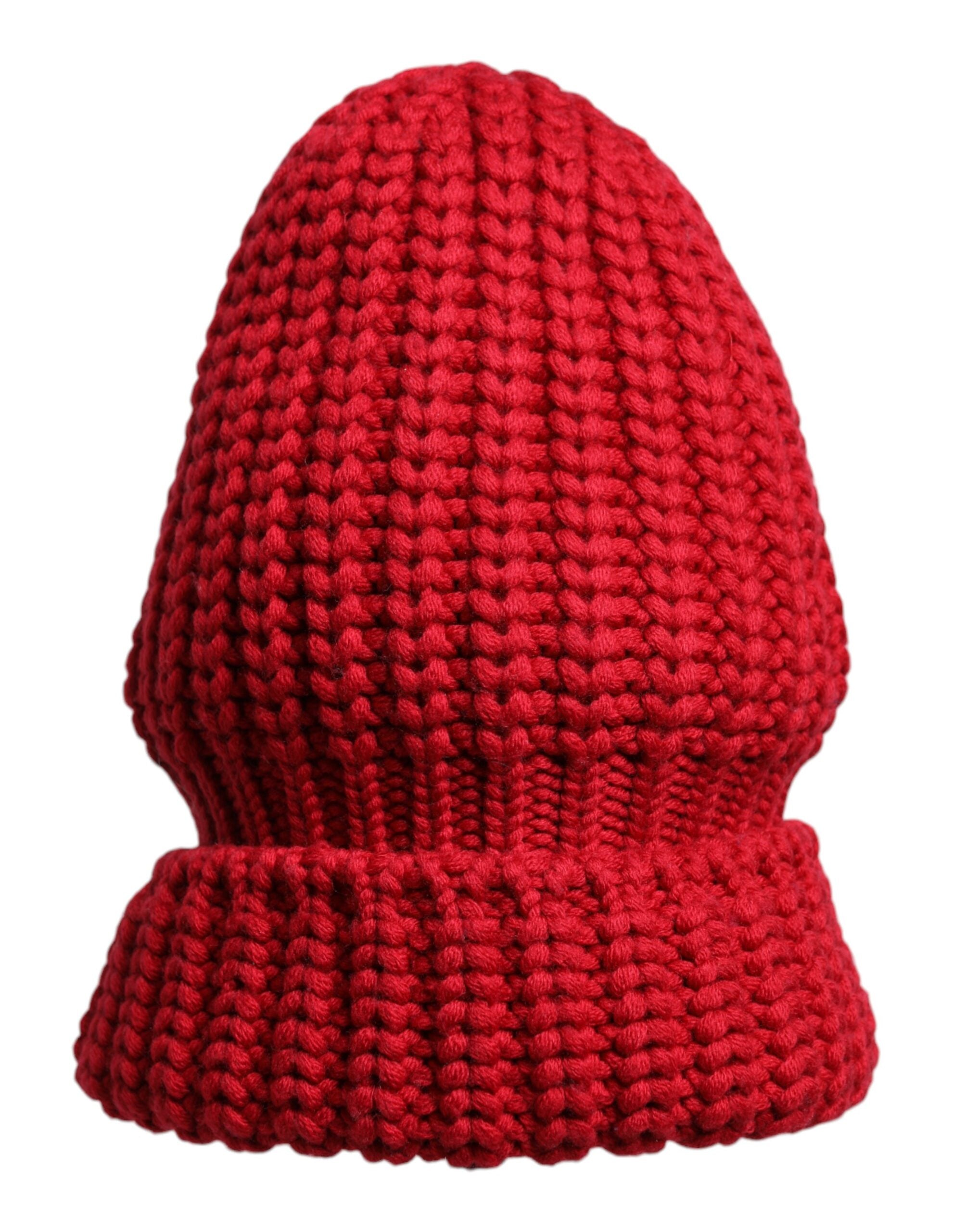Dolce & Gabbana Rote solide Wolle gestrickt Winter Beanie Hut