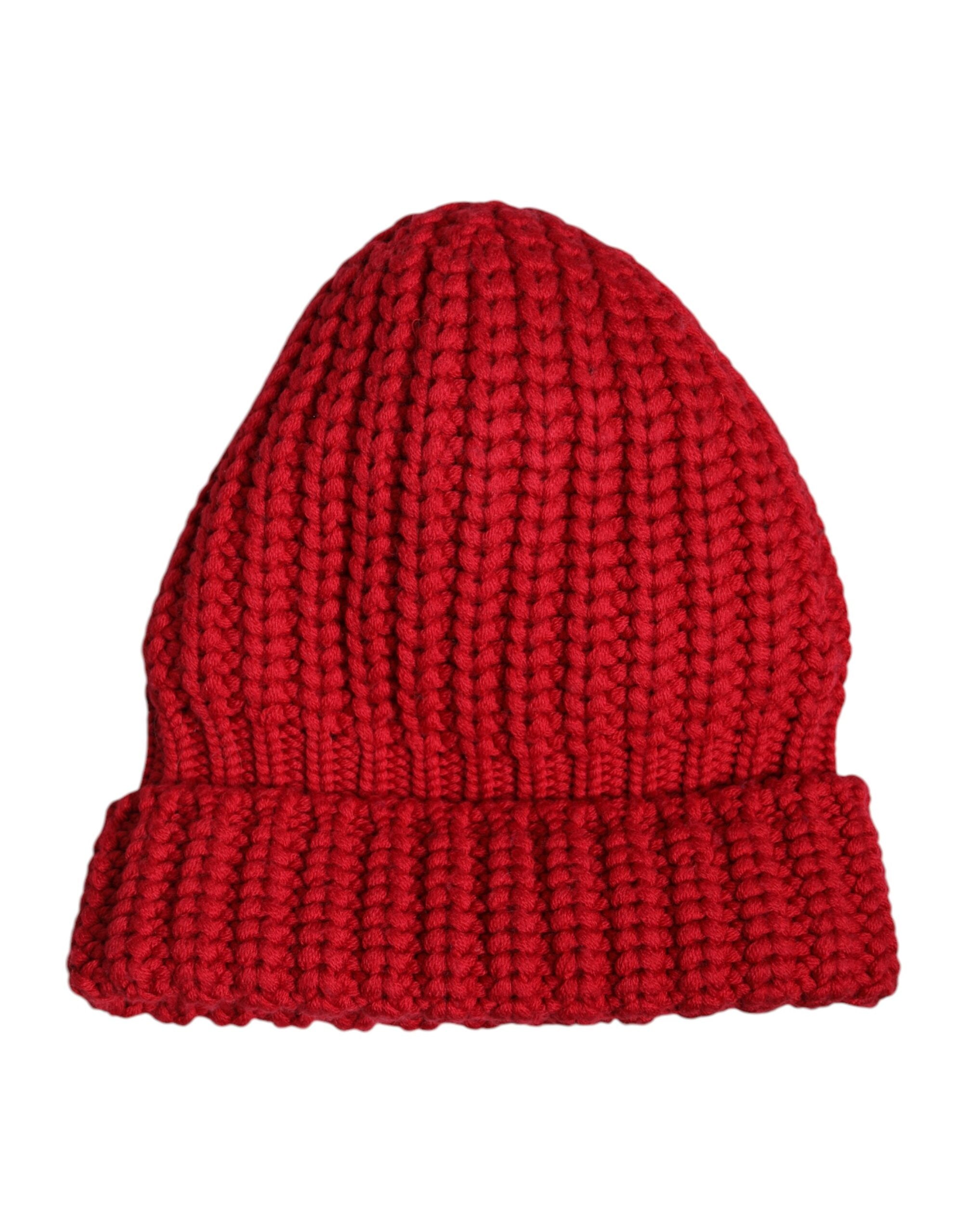 Dolce & Gabbana Rote solide Wolle gestrickt Winter Beanie Hut