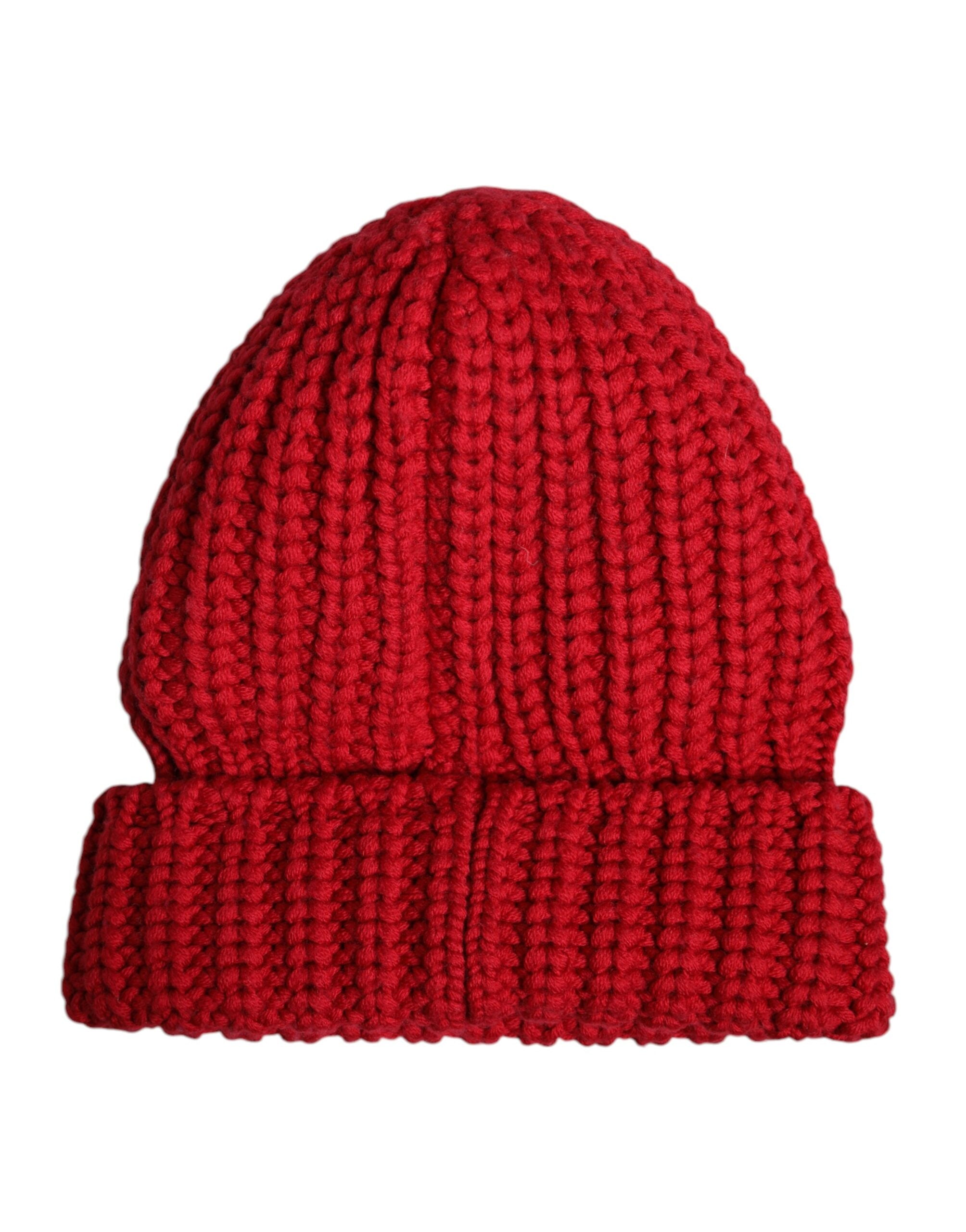Dolce & Gabbana Rote solide Wolle gestrickt Winter Beanie Hut