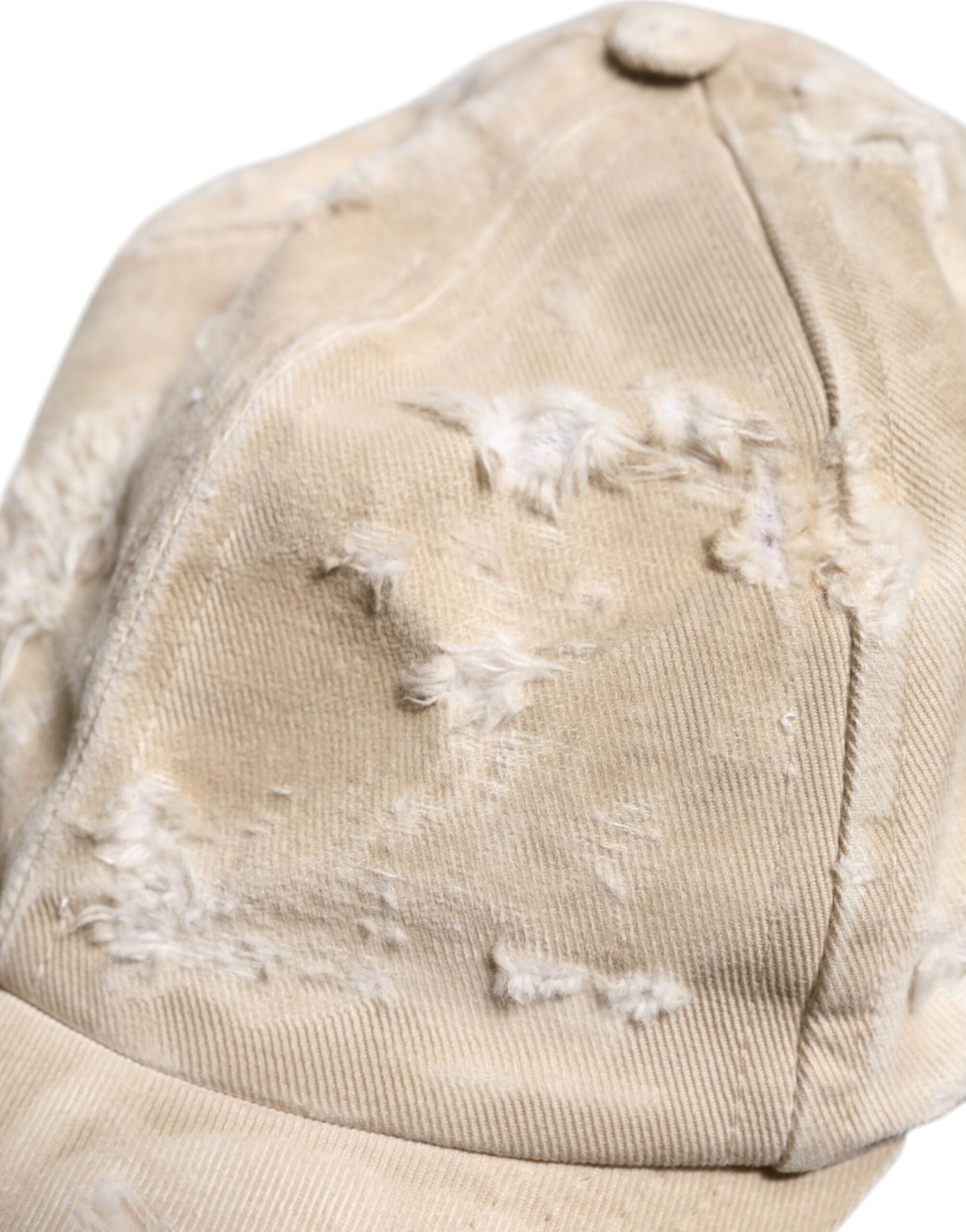 Dolce & Gabbana Beige zerfledderte Baumwolle 6 Panels Baseballmütze