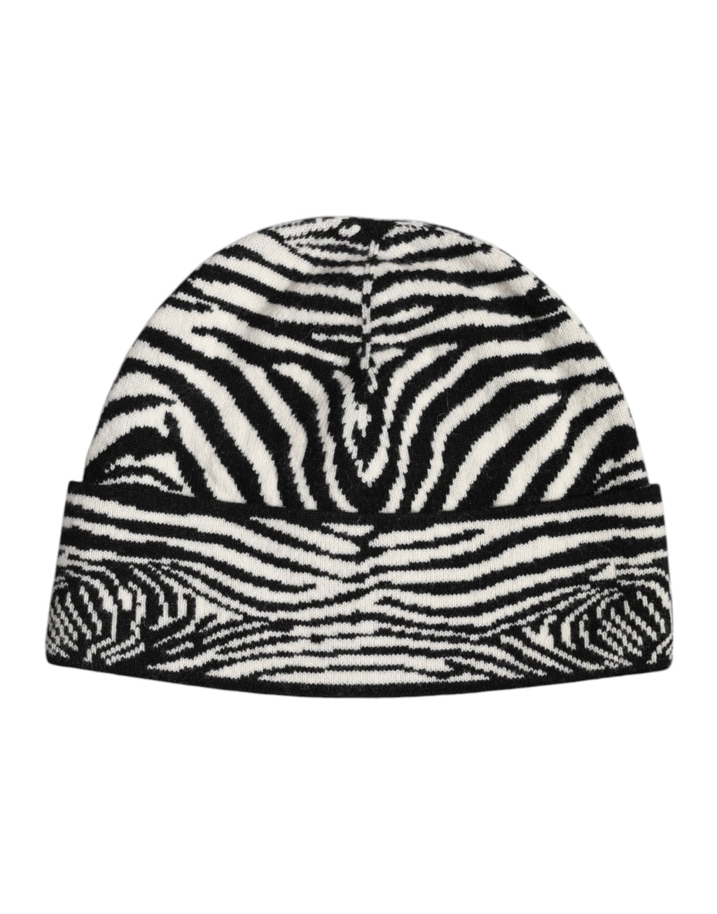 Dolce & Gabbana Schwarz Weiß Zebra gestrickt Winter Beanie Hut