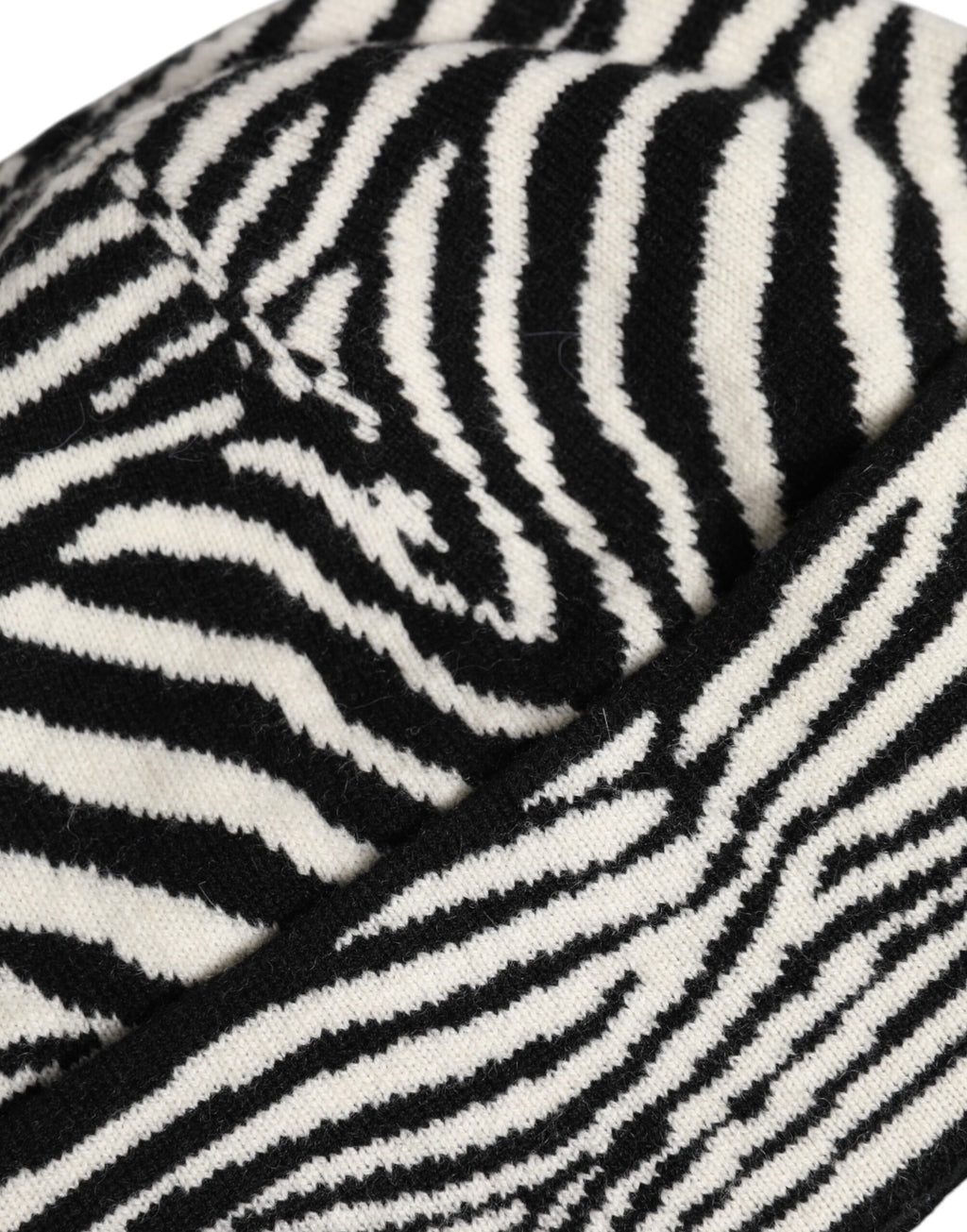 Dolce & Gabbana Schwarz Weiß Zebra gestrickt Winter Beanie Hut