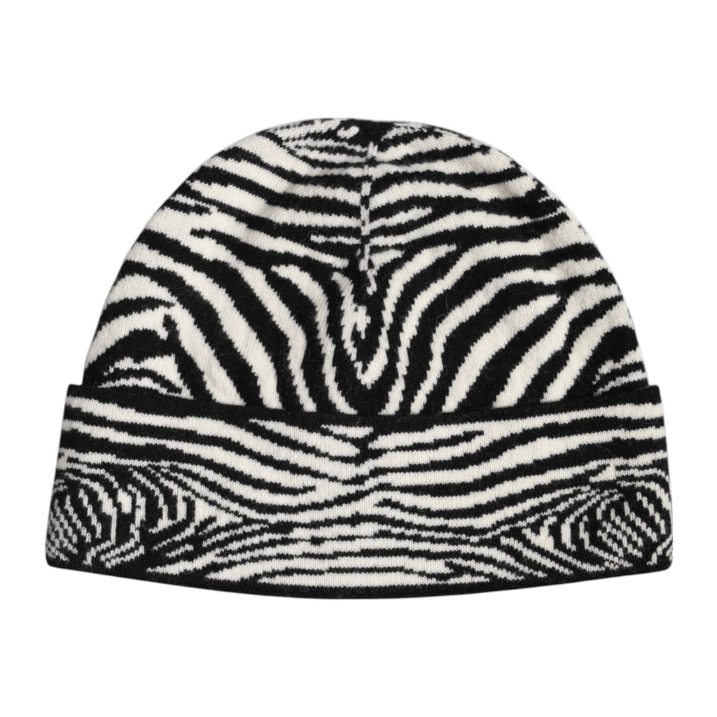Dolce & Gabbana Schwarz Weiß Zebra gestrickt Winter Beanie Hut