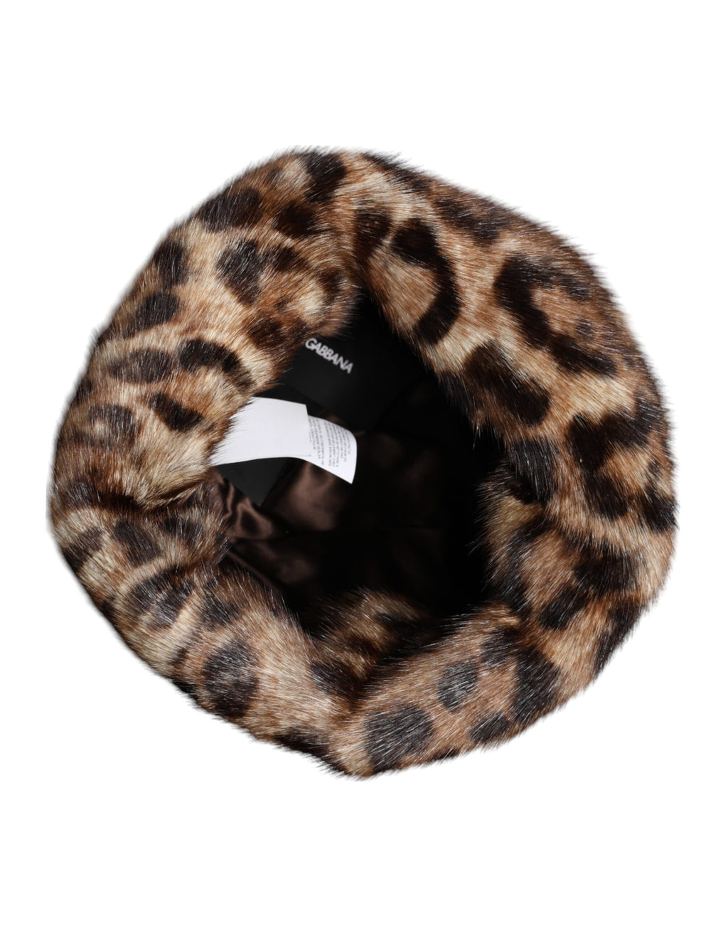 Dolce & Gabbana Brauner Leoparden Kunstpelz Damen Fischerhut