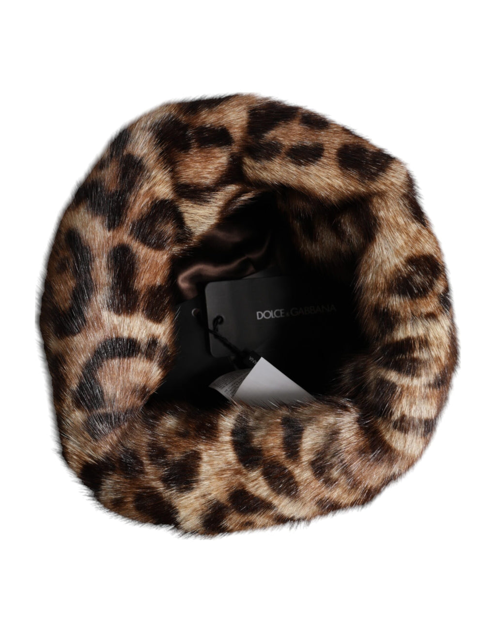 Dolce & Gabbana Brauner Leoparden Kunstpelz Damen Fischerhut