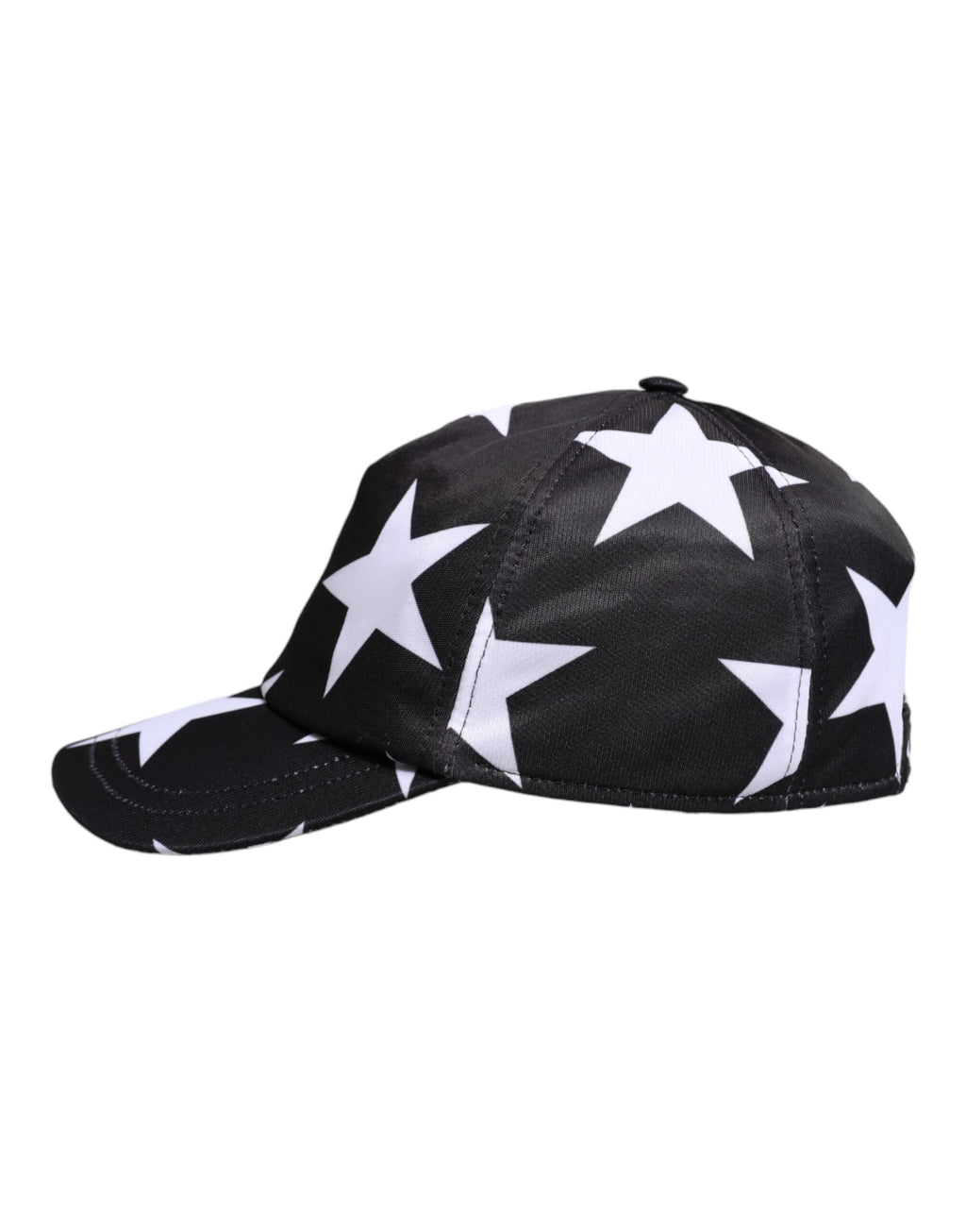 Dolce & Gabbana Schwarze Baseballmütze mit Sternendruck aus Polyester