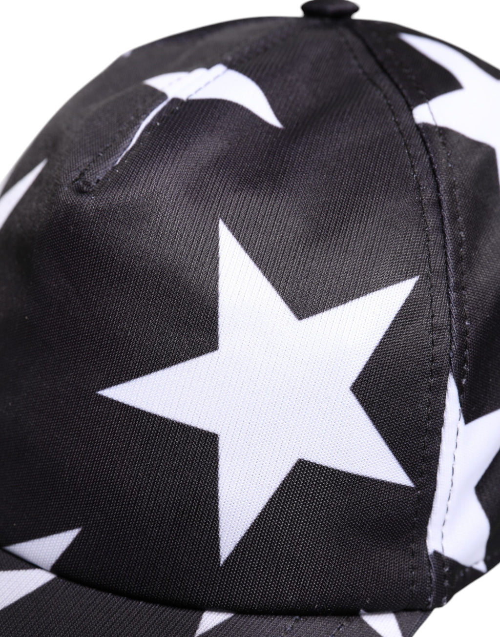 Dolce & Gabbana Schwarze Baseballmütze mit Sternendruck aus Polyester
