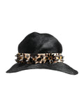Dolce & Gabbana Zwarte Strooien Hoed met Brede Rand en Kristallen Versiering