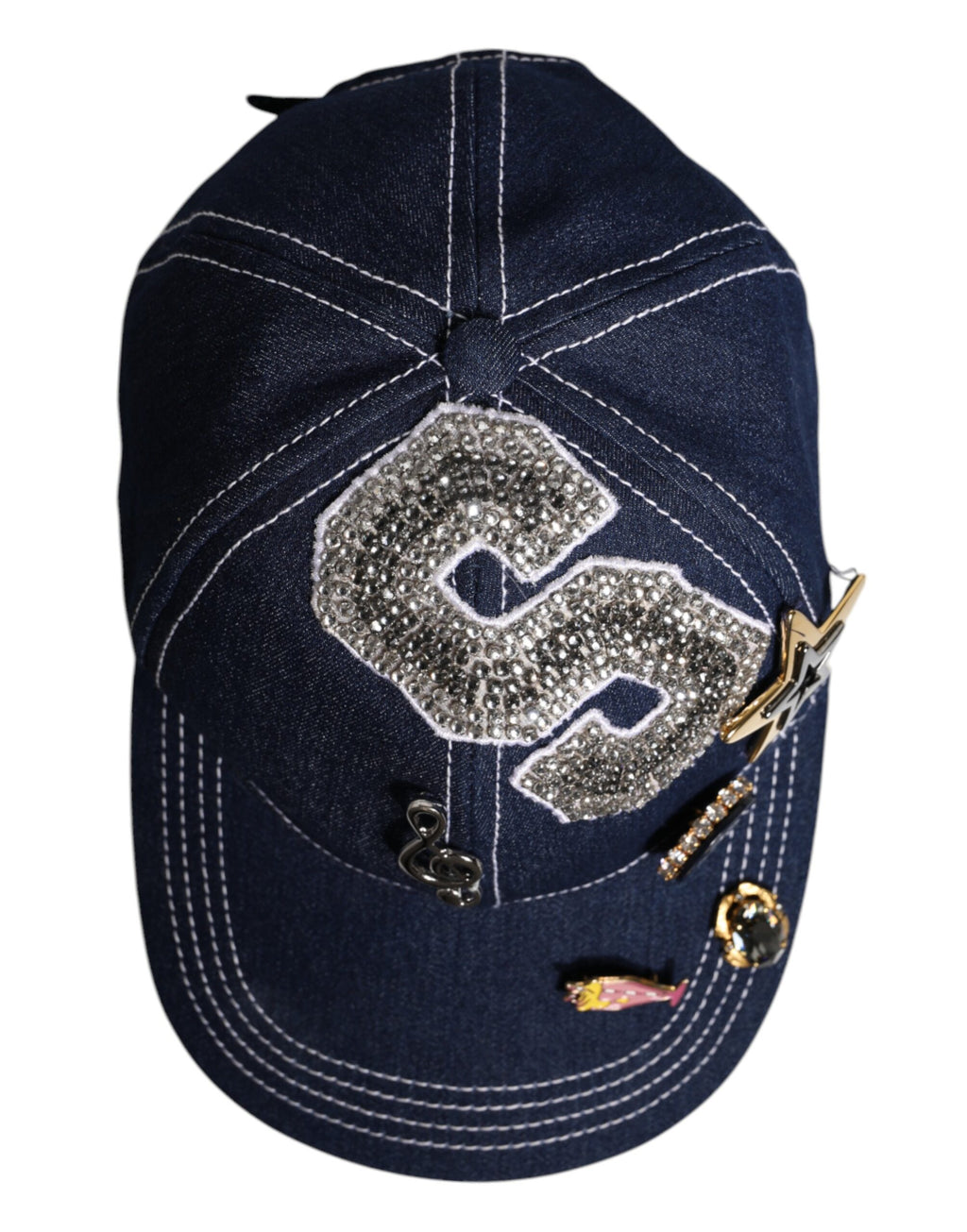 Dolce & Gabbana Blaue Baseballkappe mit Kristallverzierung