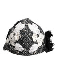 Dolce & Gabbana Zwarte Wollen Cloche Hoed met Witte Bloemenborduursels
