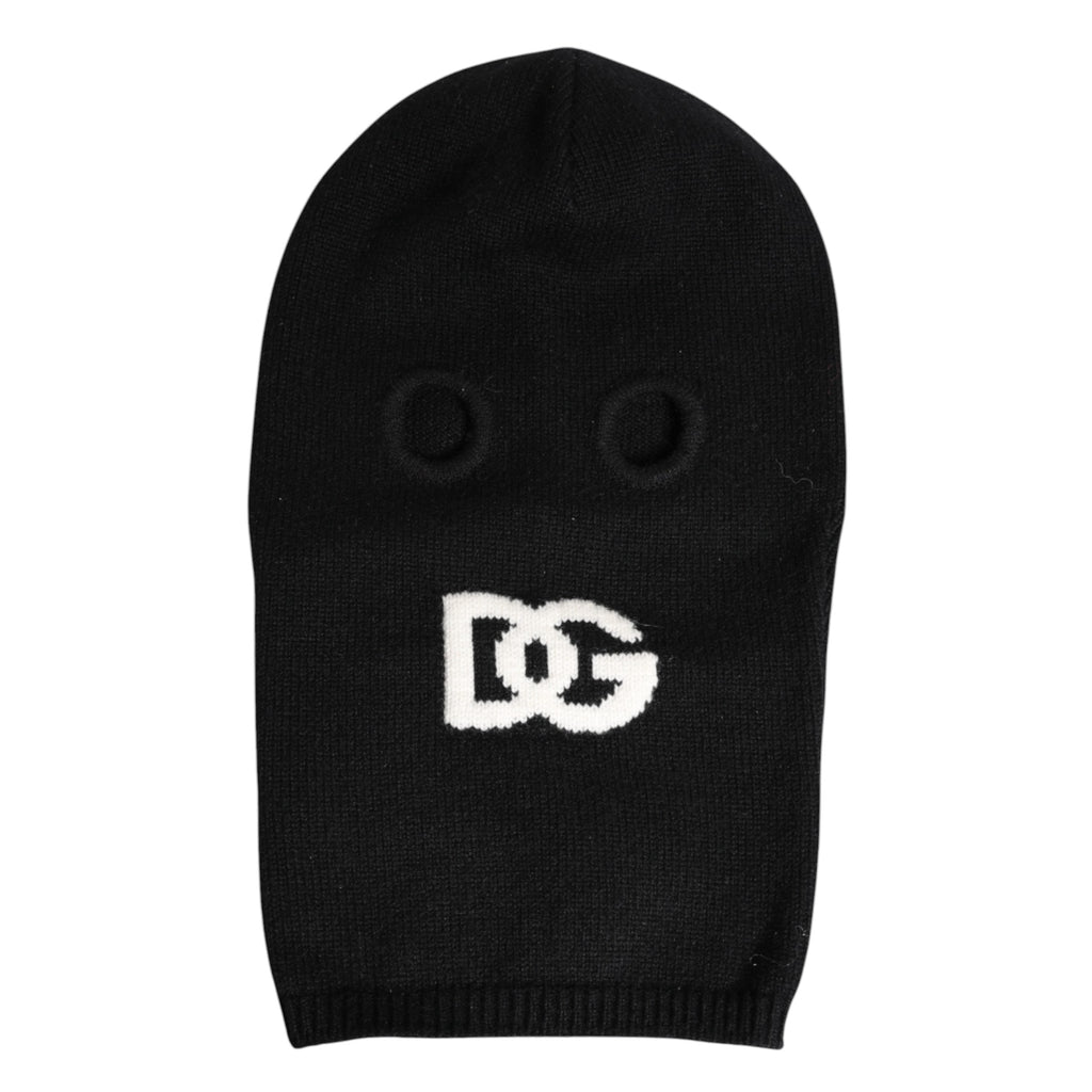 Dolce & Gabbana Schwarze Kaschmir-Strick-Skimaske Balaclava-Mütze