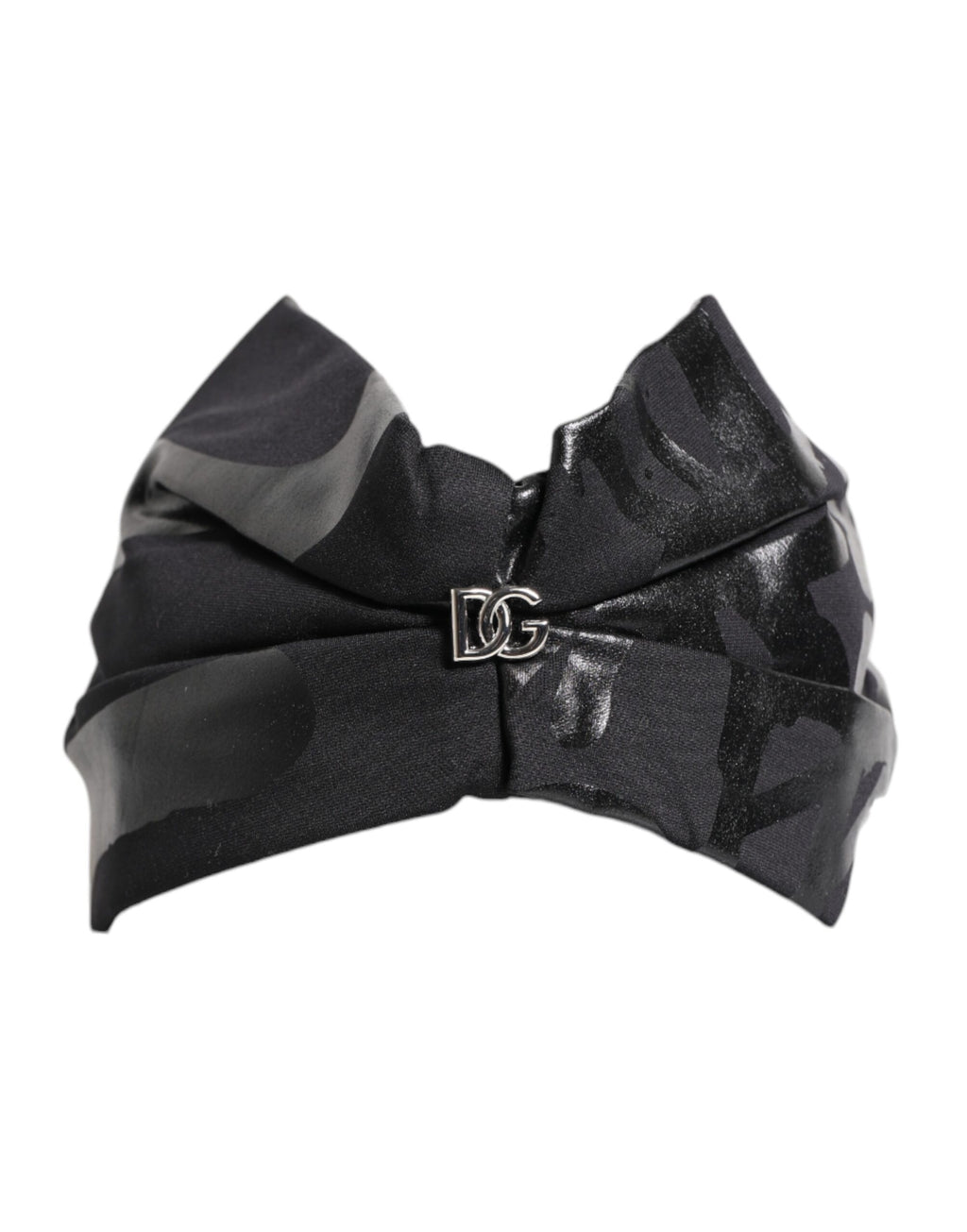 Dolce & Gabbana Schwarzes Nylon Stretch DG Logo Stirnband Hut