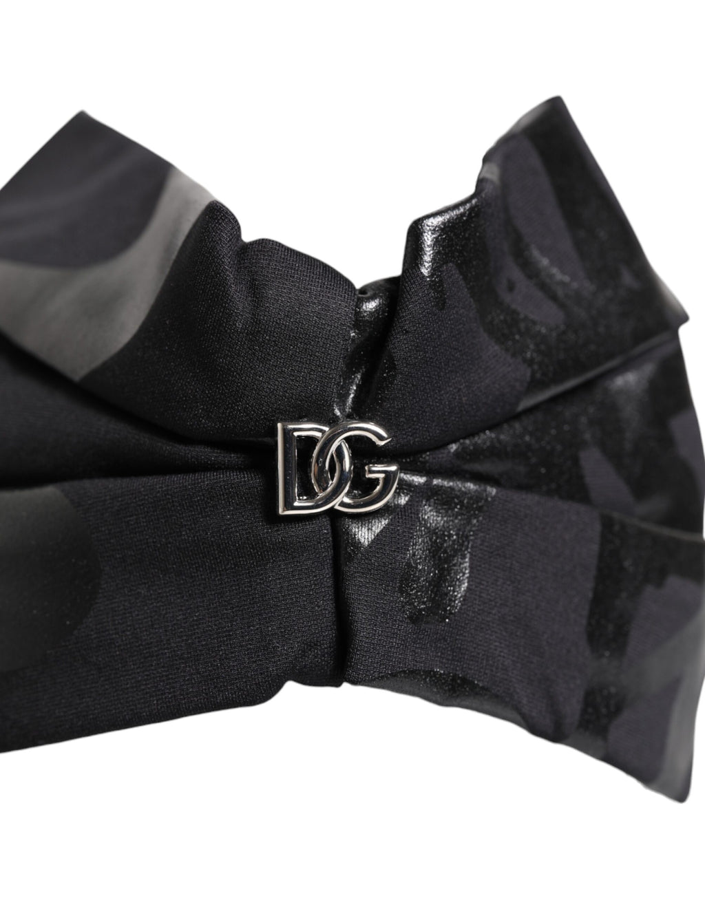 Dolce & Gabbana Schwarzes Nylon Stretch DG Logo Stirnband Hut