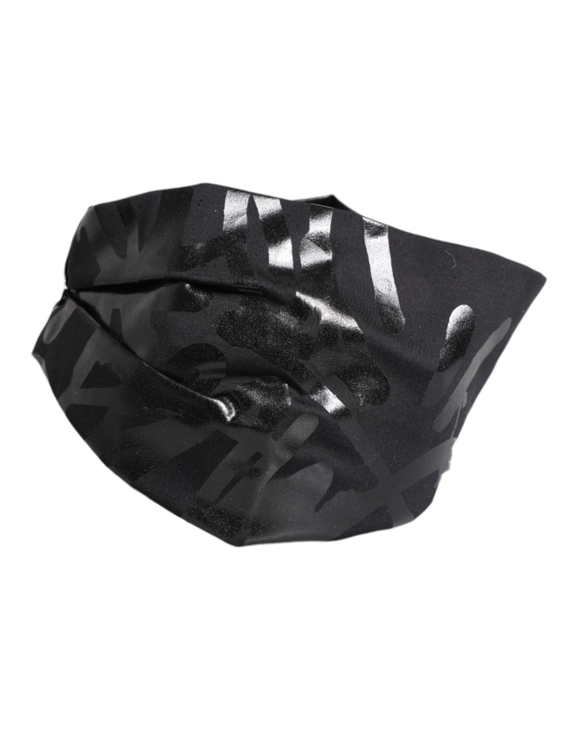 Dolce & Gabbana Schwarzes Nylon Stretch DG Logo Stirnband Hut