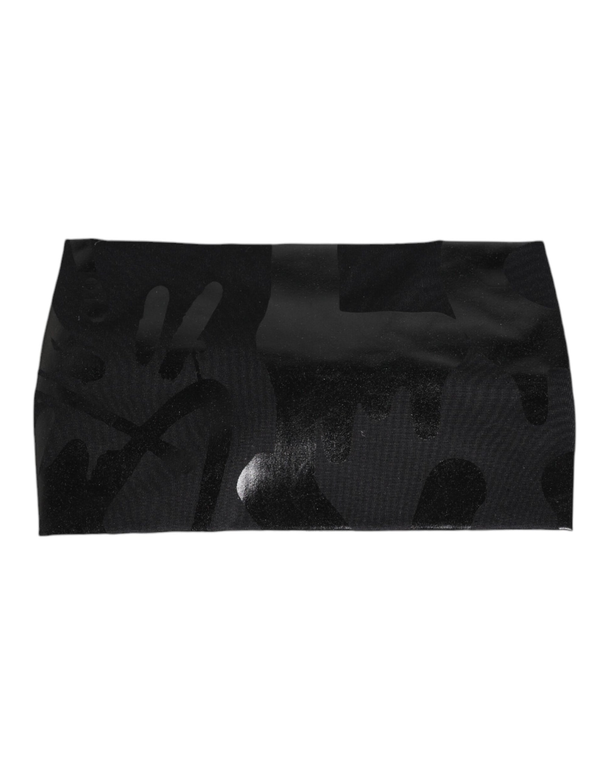Dolce & Gabbana Schwarzes Nylon Stretch DG Logo Stirnband Hut