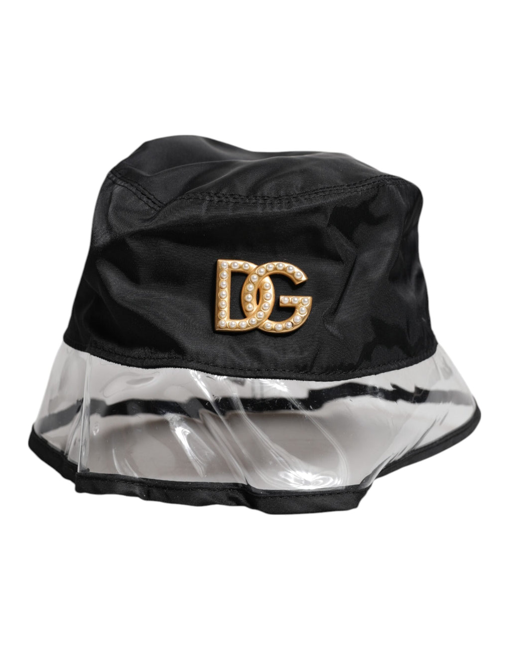 Dolce & Gabbana Schwarzer Nylon PVC DG Logo Eimer Hut