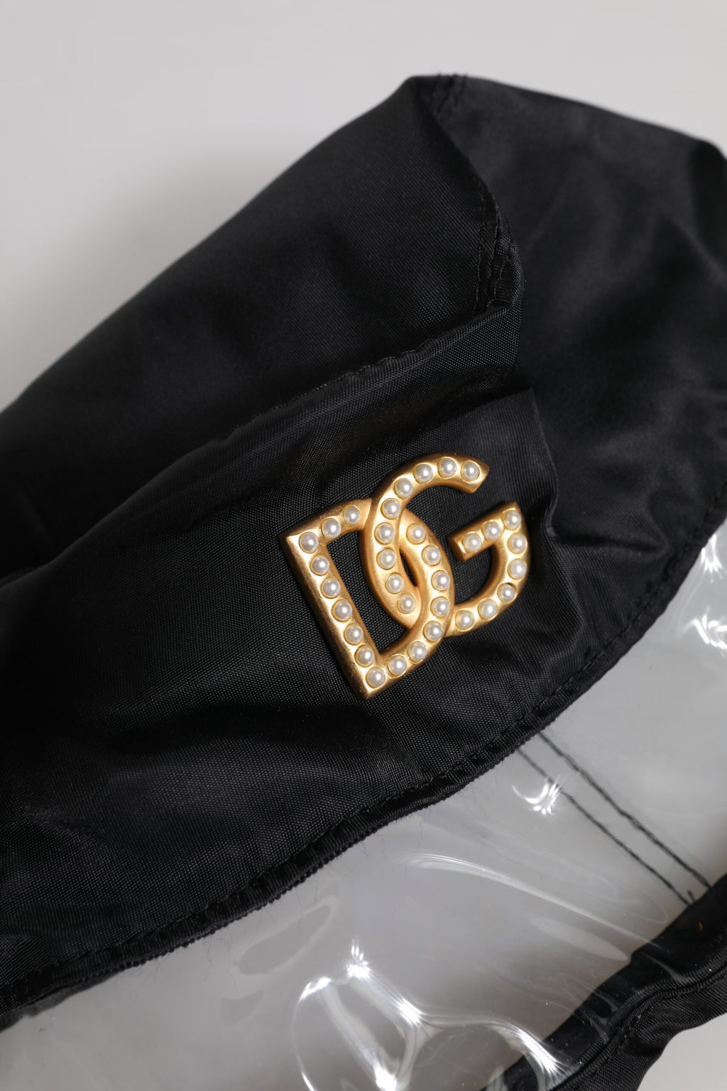 Dolce & Gabbana Schwarzer Nylon PVC DG Logo Eimer Hut