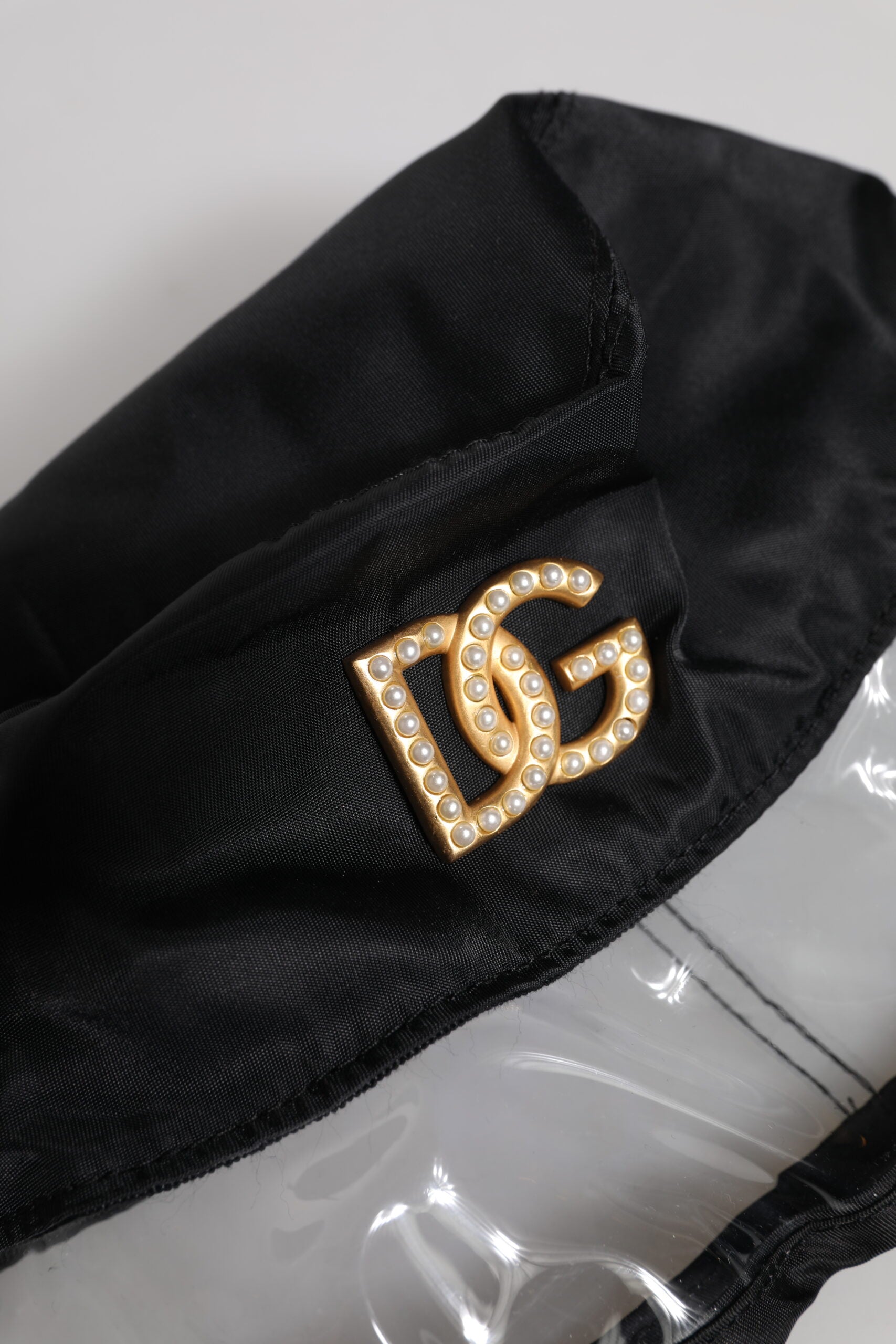Dolce & Gabbana Schwarzer Nylon PVC DG Logo Eimer Hut