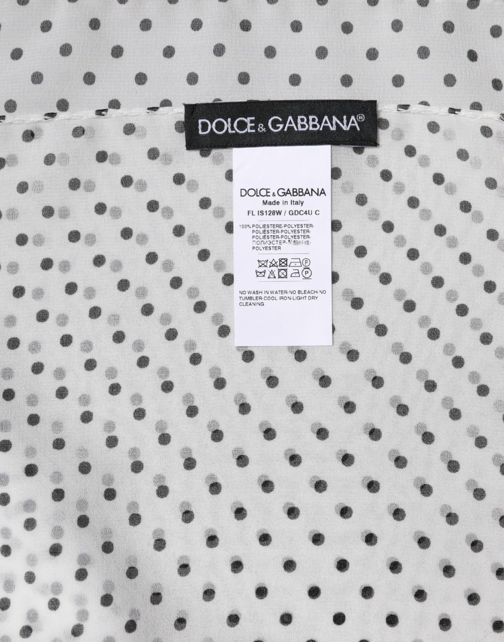 Dolce & Gabbana Weißer gepunkteter Polyester-Wickeltuch-Schal