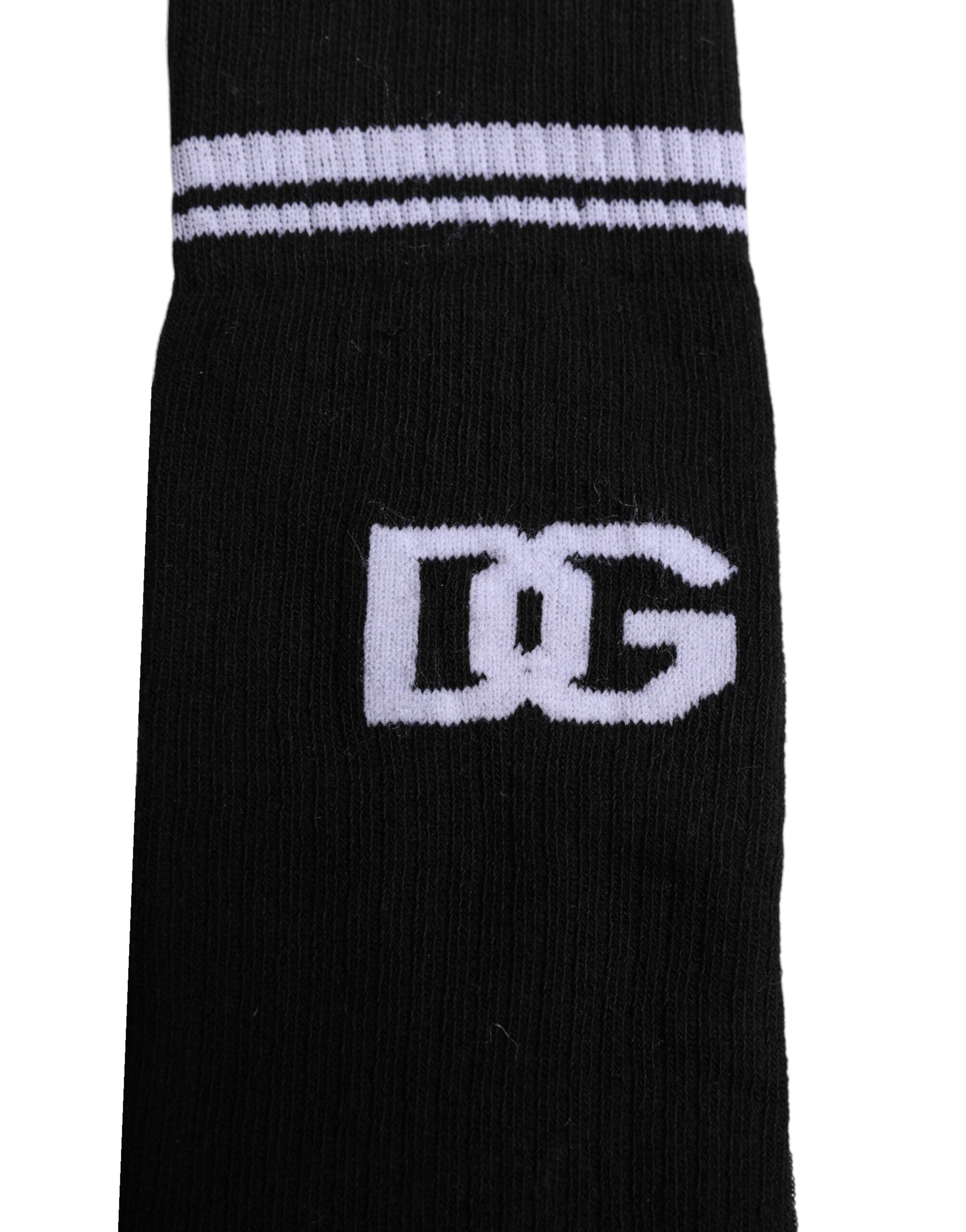 Dolce & Gabbana Schwarze Baumwolle Logo Mid Calf Herren Socken