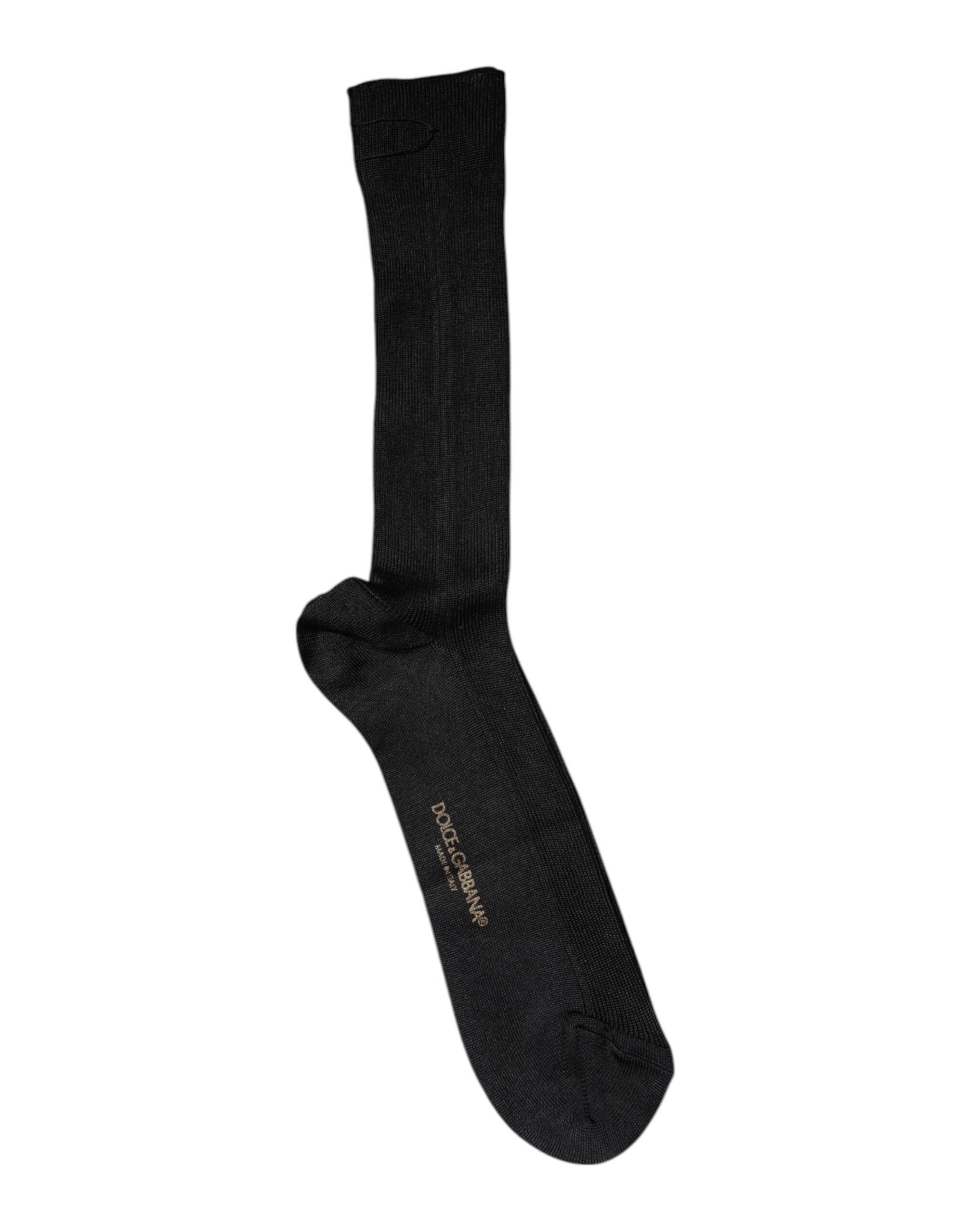 Dolce & Gabbana Schwarze Baumwolle DG Logo Mid Calf Herren Socken