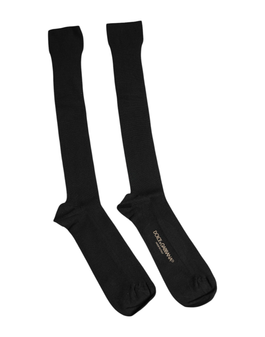 Dolce & Gabbana Schwarze Viskose Logo Over The Calf Socken