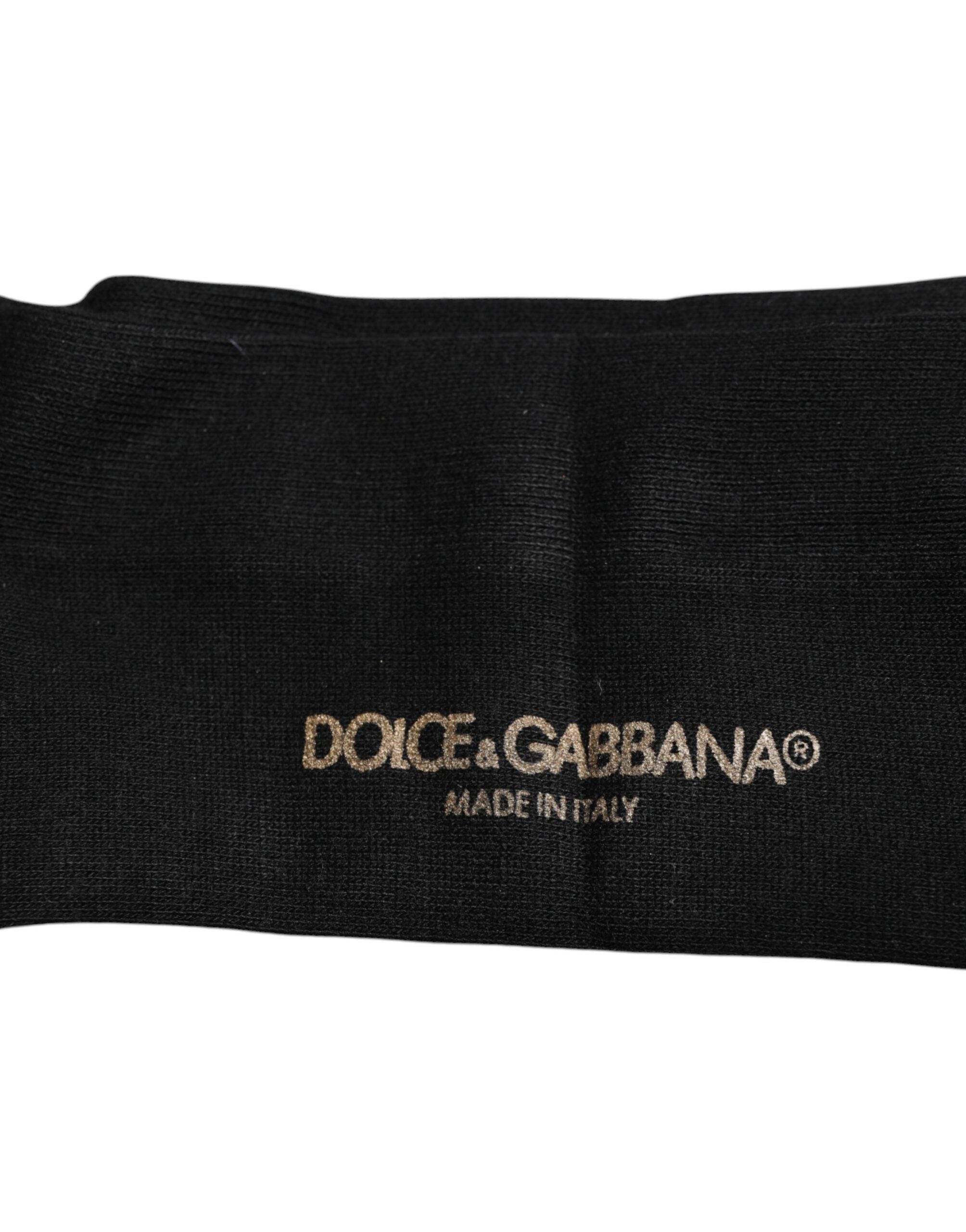 Dolce & Gabbana Schwarze Viskose Logo Over The Calf Socken