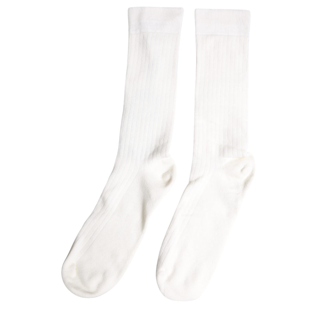 Dolce & Gabbana Weiße Baumwolle Solid Mid Calf Herren Socken