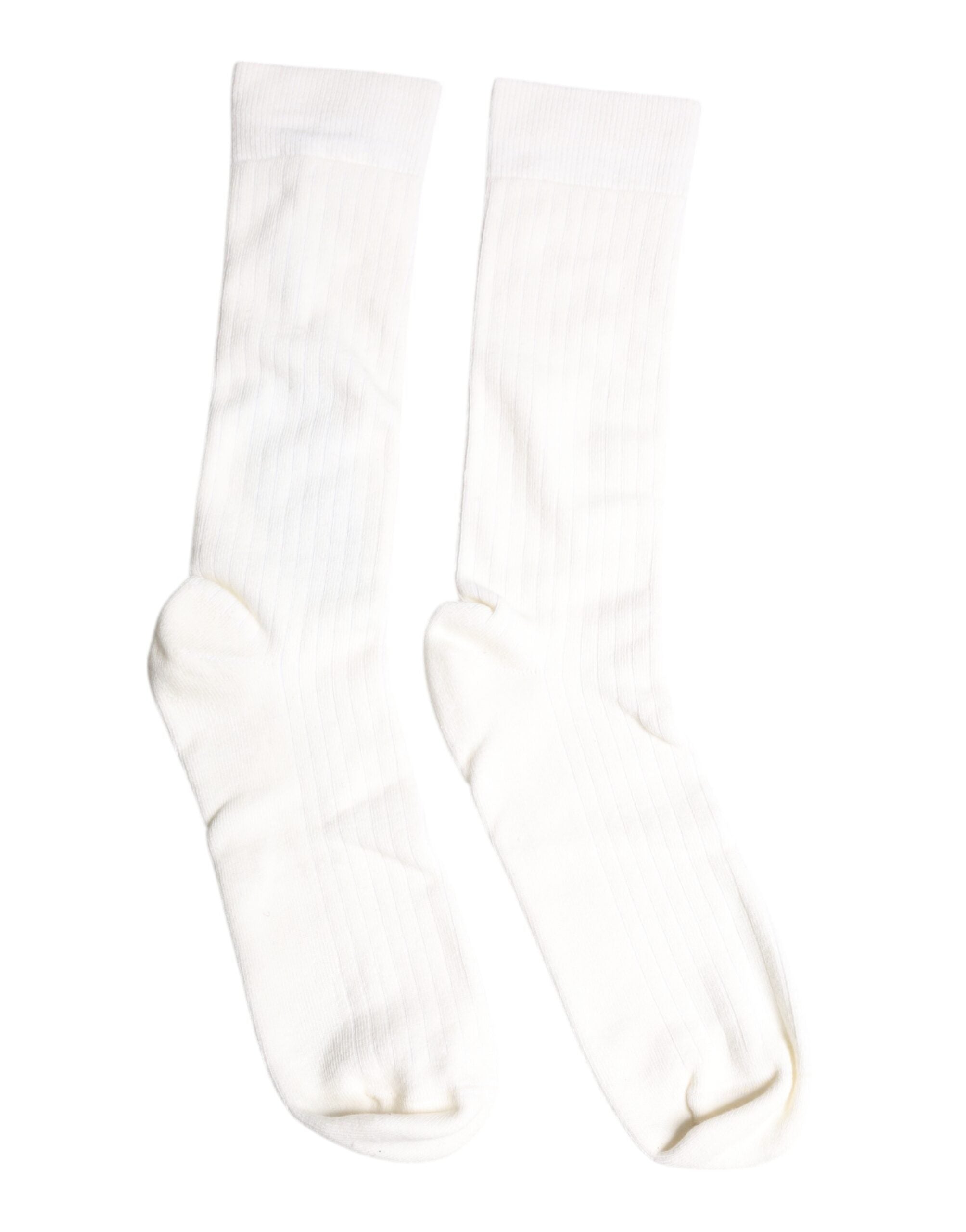 Dolce & Gabbana Weiße Baumwolle Solid Mid Calf Herren Socken