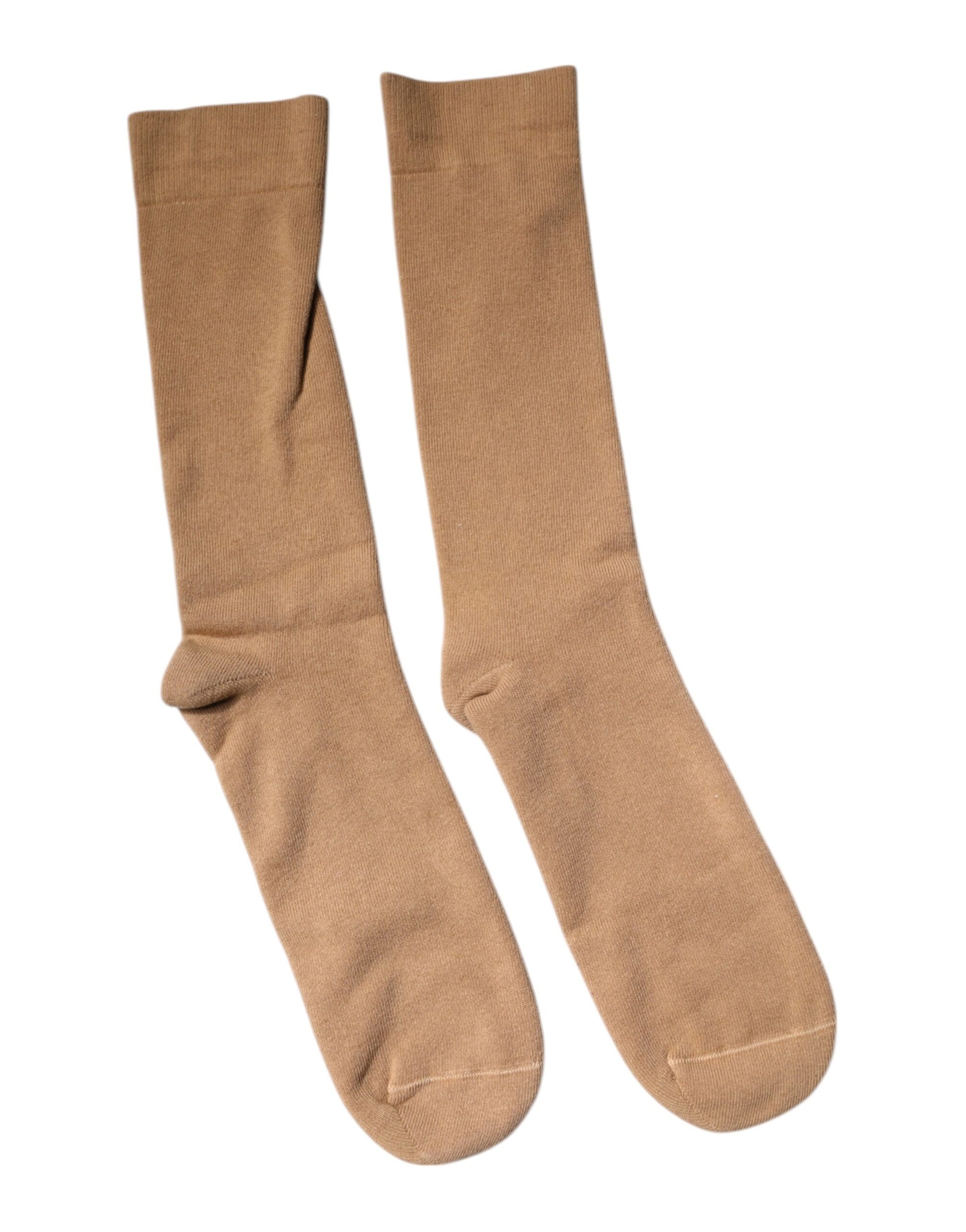 Dolce & Gabbana Brown Solid Cotton Mid Calf Herren Socken