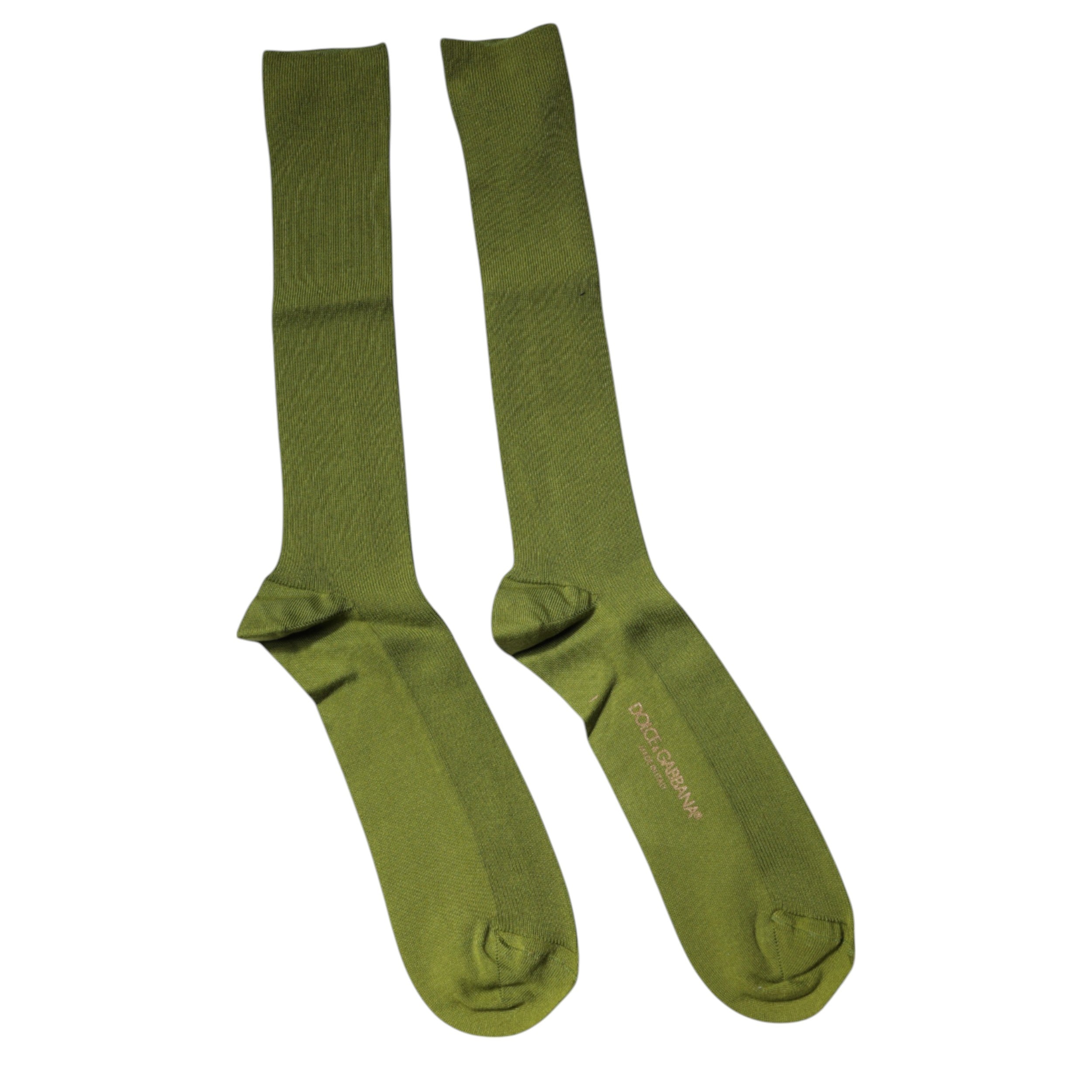 Dolce & Gabbana Grüne Baumwolle Logo über die Wade Socken