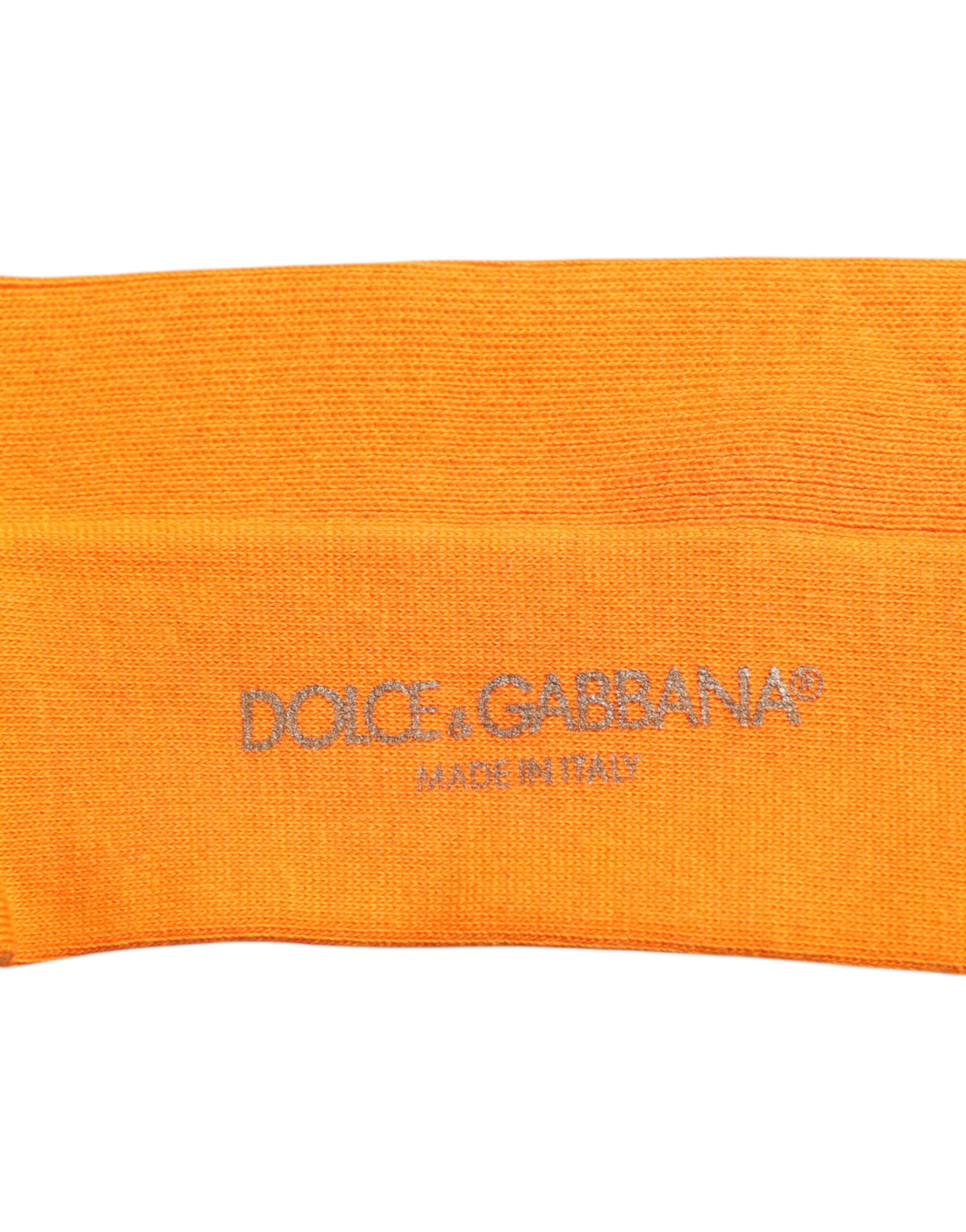 Dolce & Gabbana Orange Baumwolle Logo über die Wade Socken