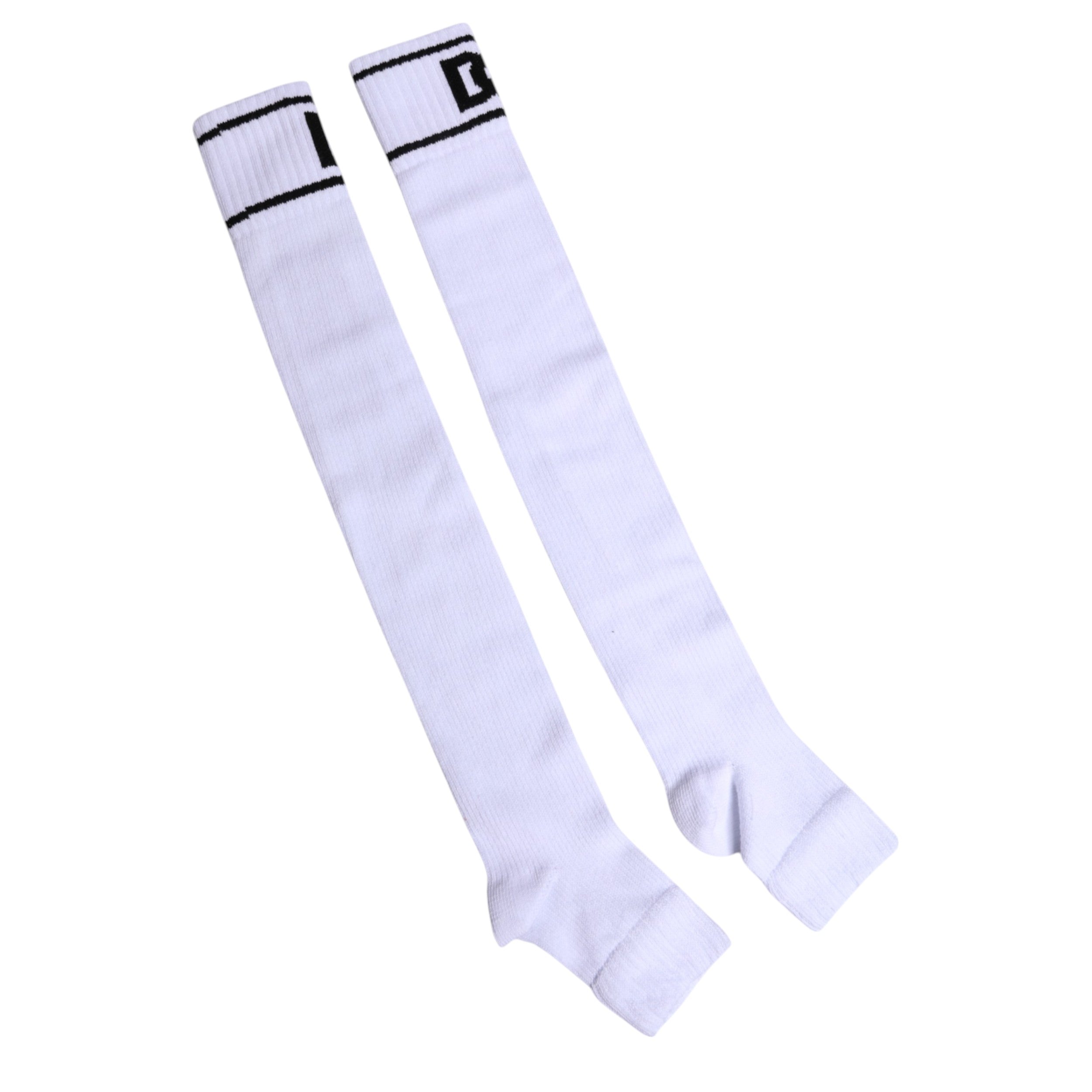 Dolce & Gabbana Weiße Baumwolle DG Logo Print Offene Socken
