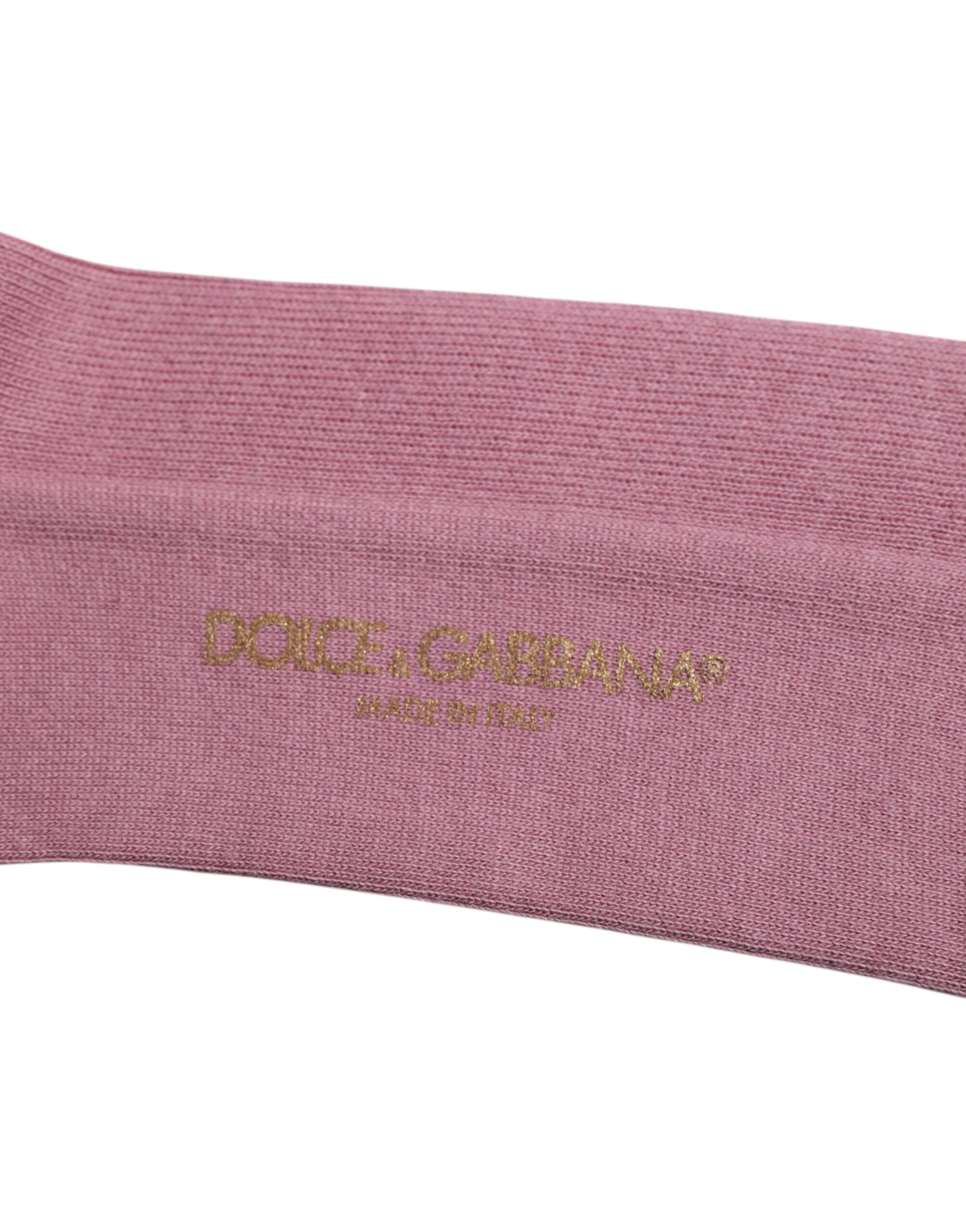 Dolce & Gabbana Rosa Baumwolle über die Wade Socken