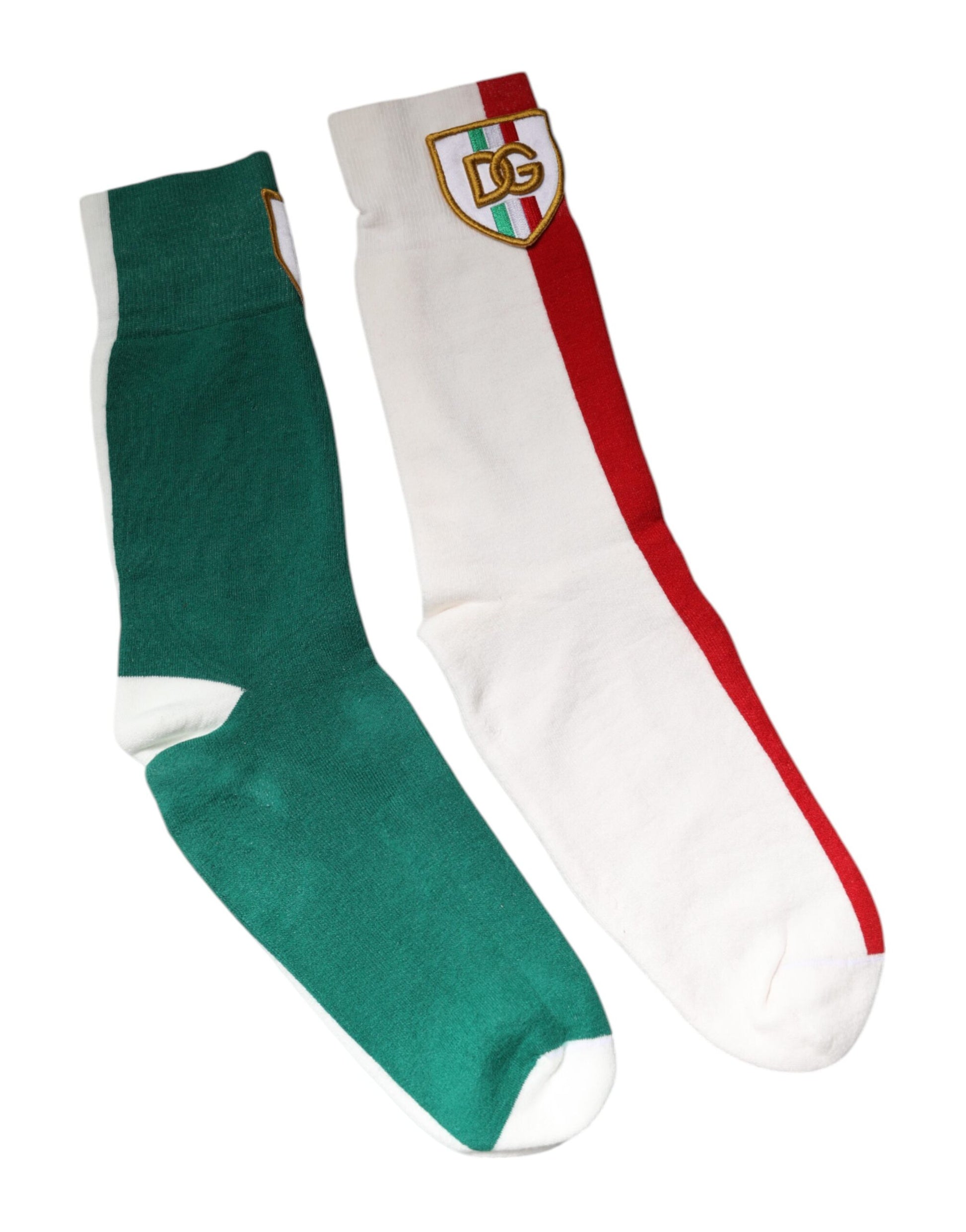 Dolce & Gabbana Multicolor Cotton DG Logo Patch Mid Calf Socken