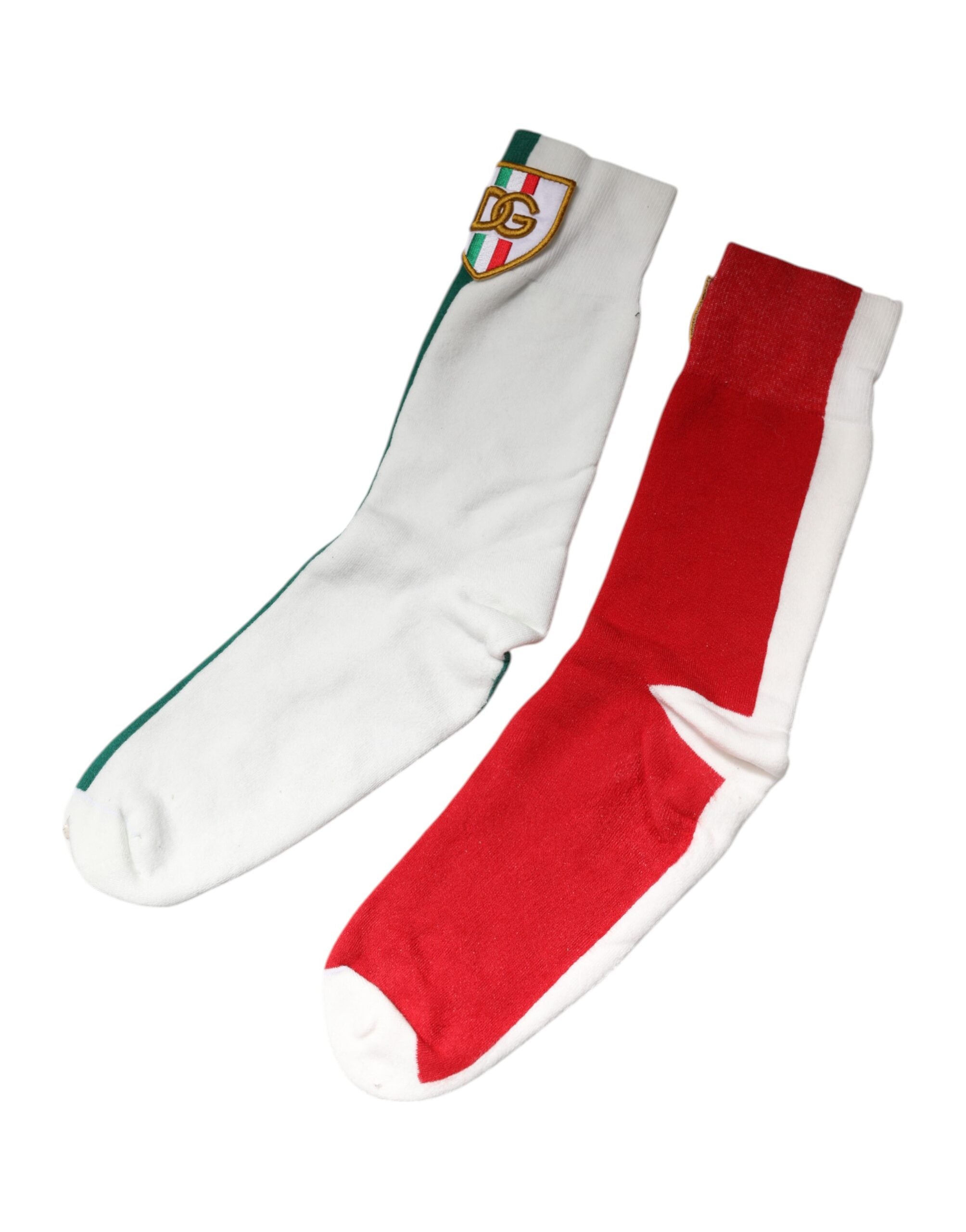 Dolce & Gabbana Multicolor Cotton DG Logo Patch Mid Calf Socken