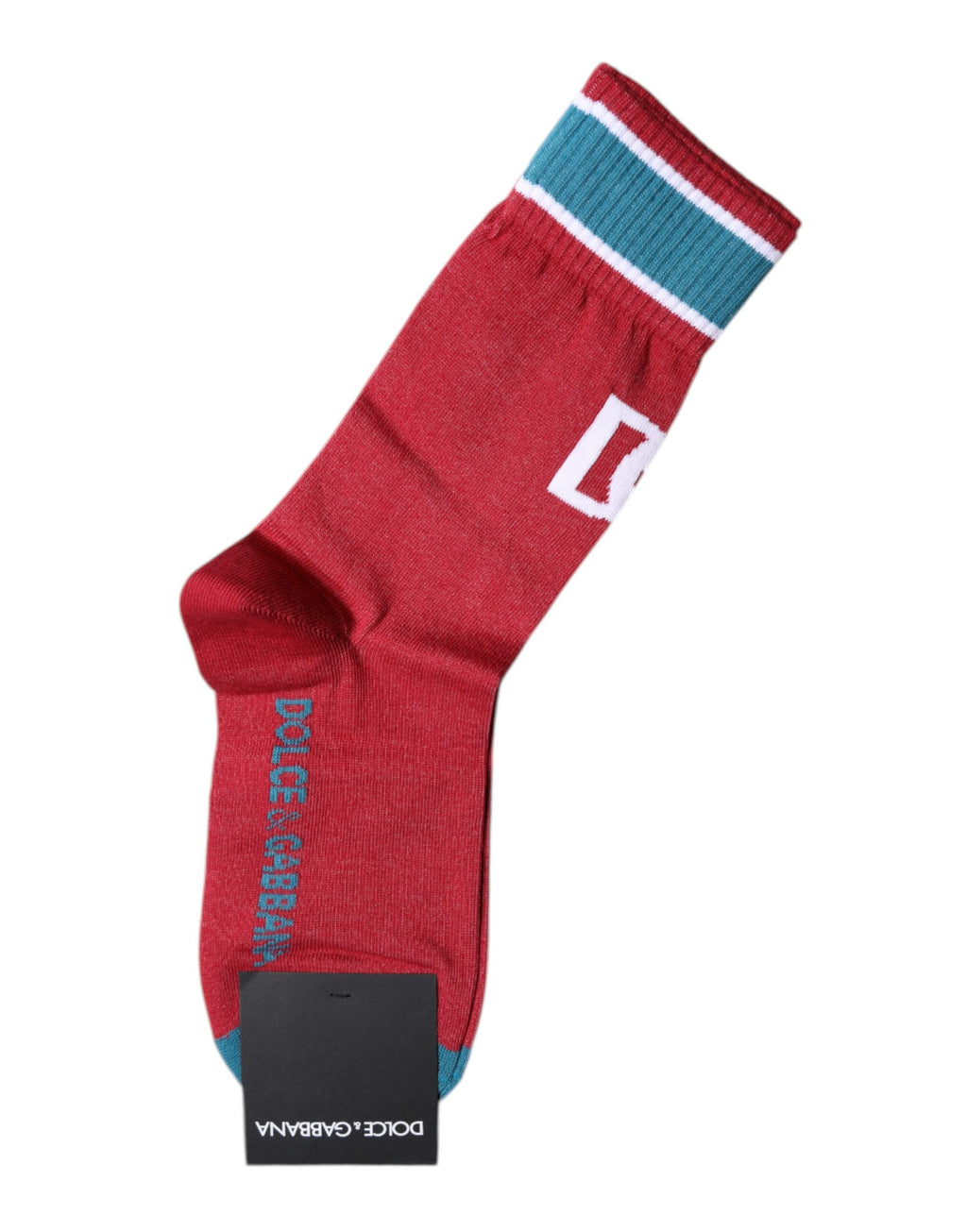 Dolce & Gabbana Rote Baumwolle DG Logo Print Mid Calf Socken