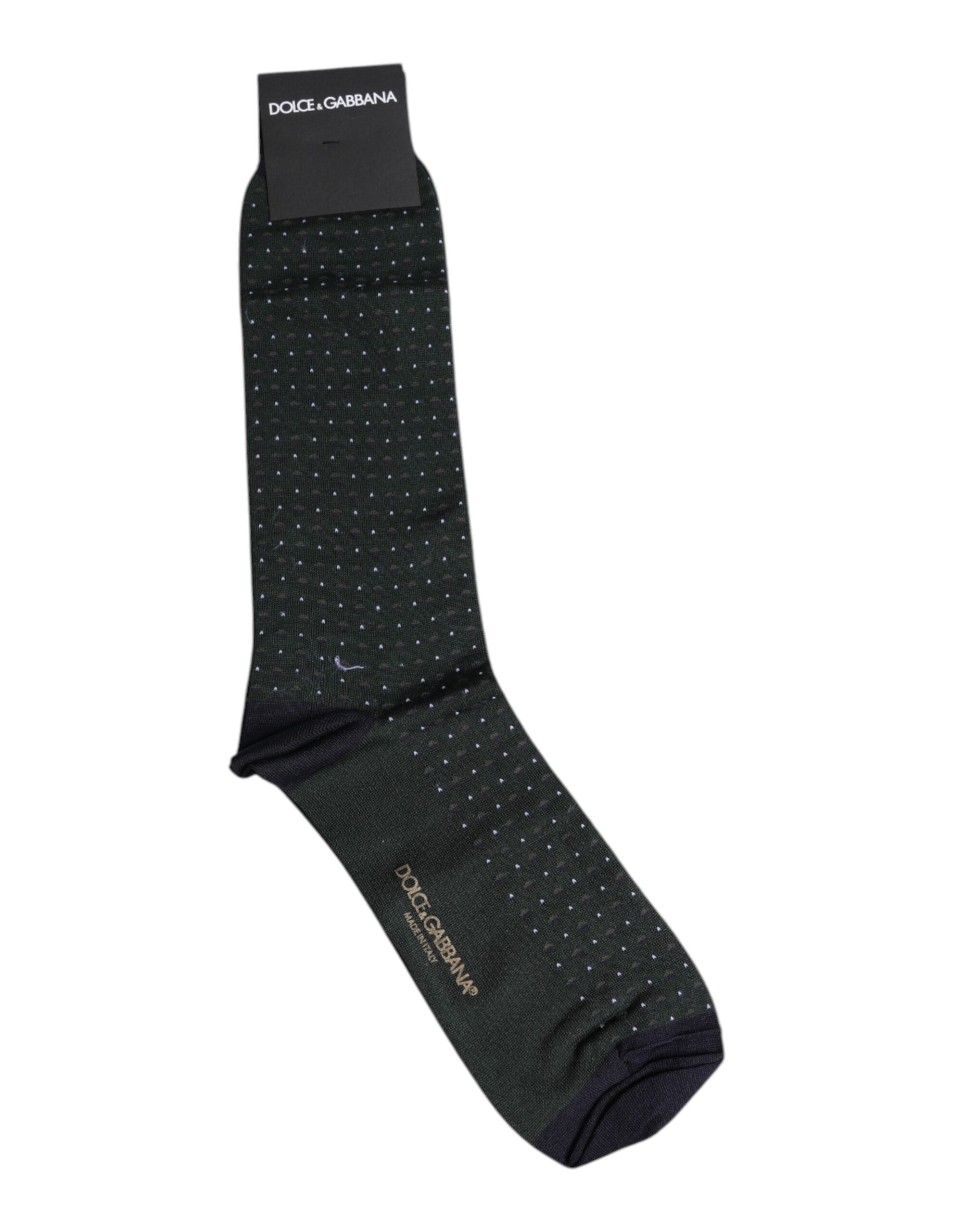Dolce & Gabbana Schwarze gepunktete Baumwollsocken mit mittlerer Wade