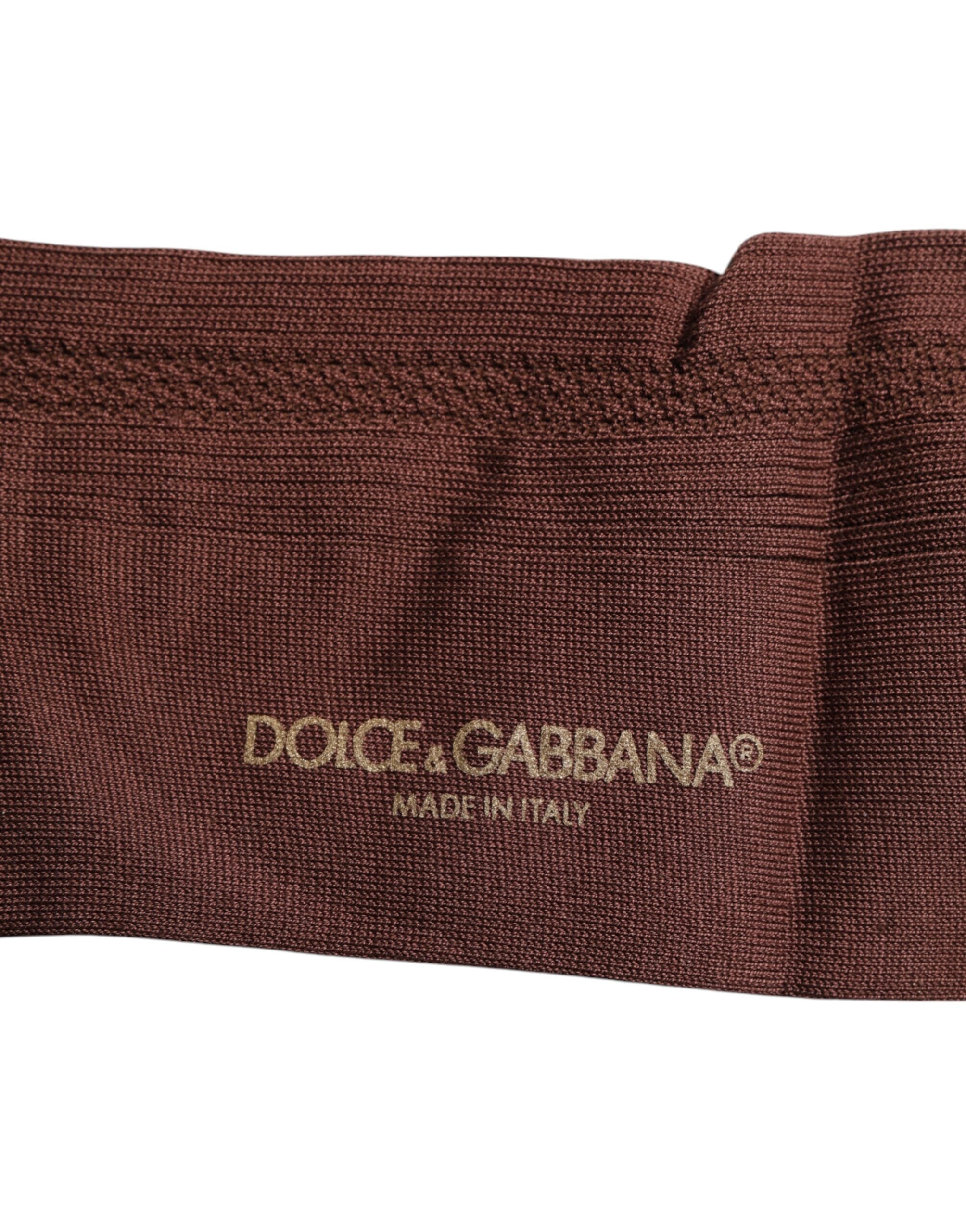 Dolce & Gabbana Braune Stretch Logo Print Mid Calf Socken