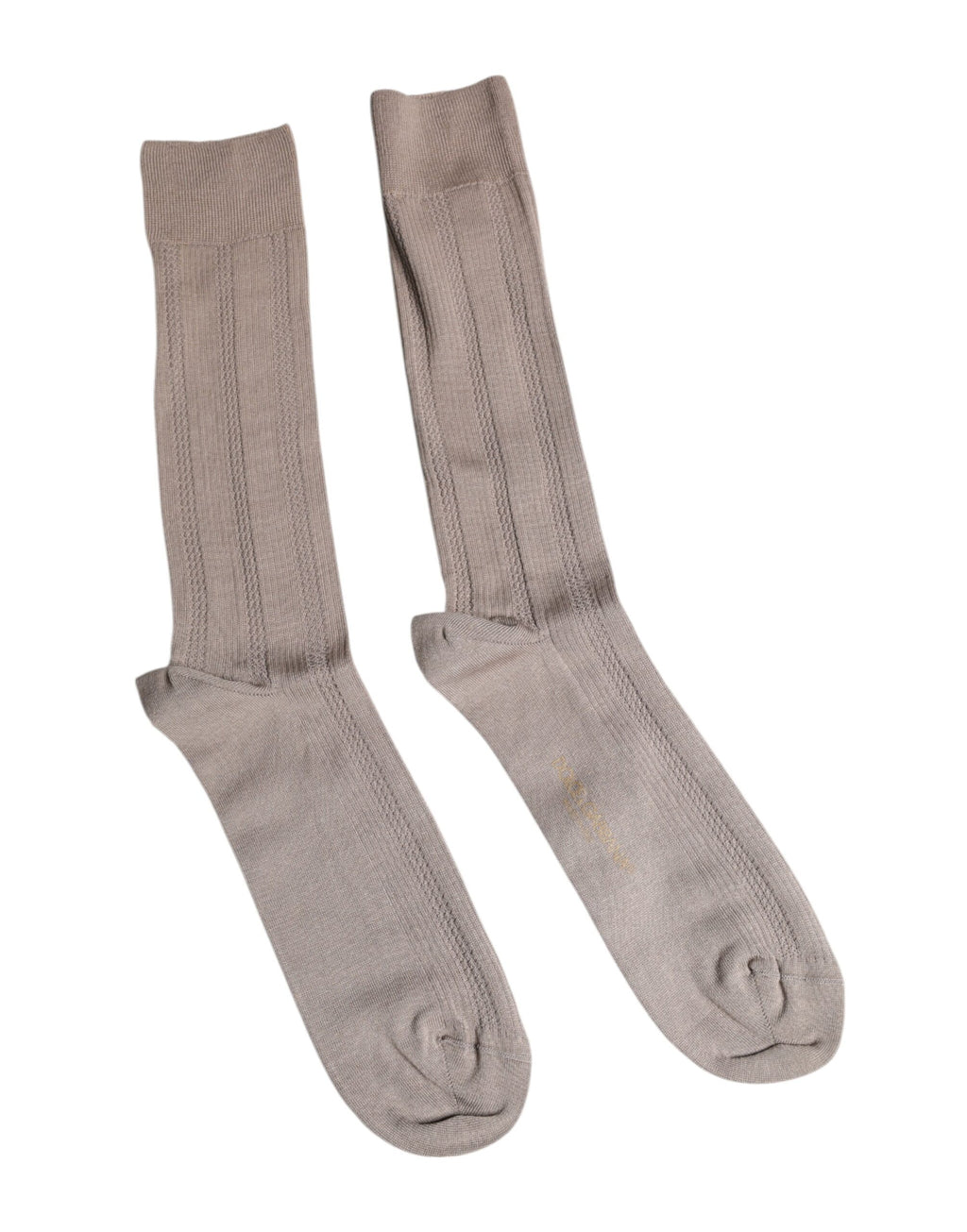 Dolce & Gabbana Braune Baumwoll-Stretch-Socken mit Logo über der Wade