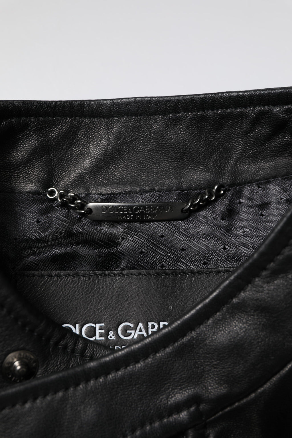 Dolce & Gabbana Schwarzes Schaf Leder Biker Full Zip Jacke