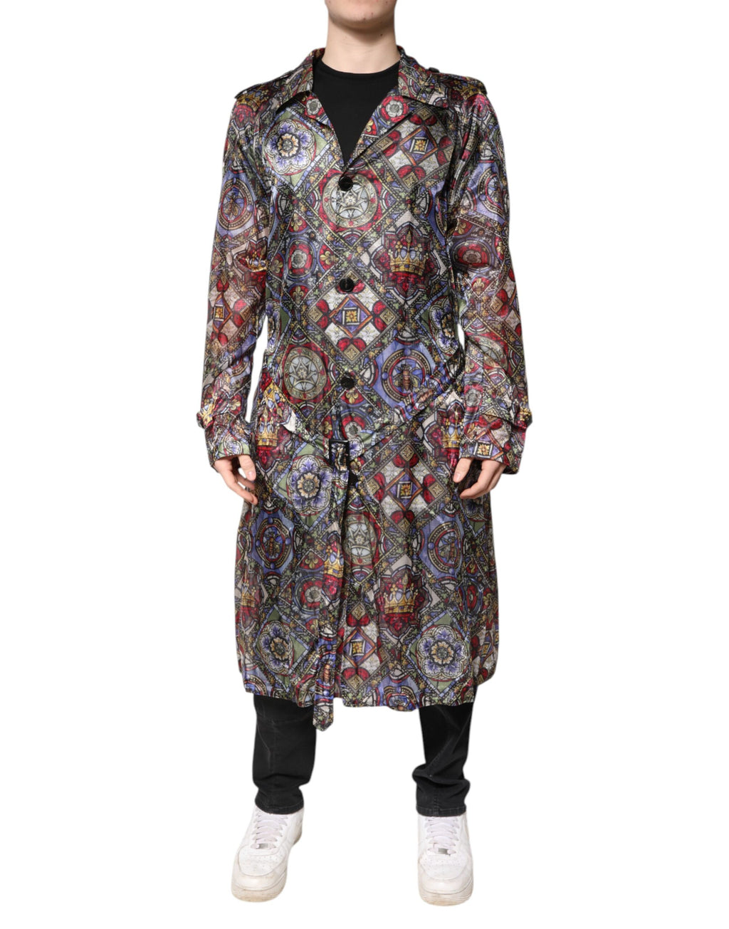 Dolce & Gabbana Multicolor Royal Bee Crown Trenchcoat Jacke