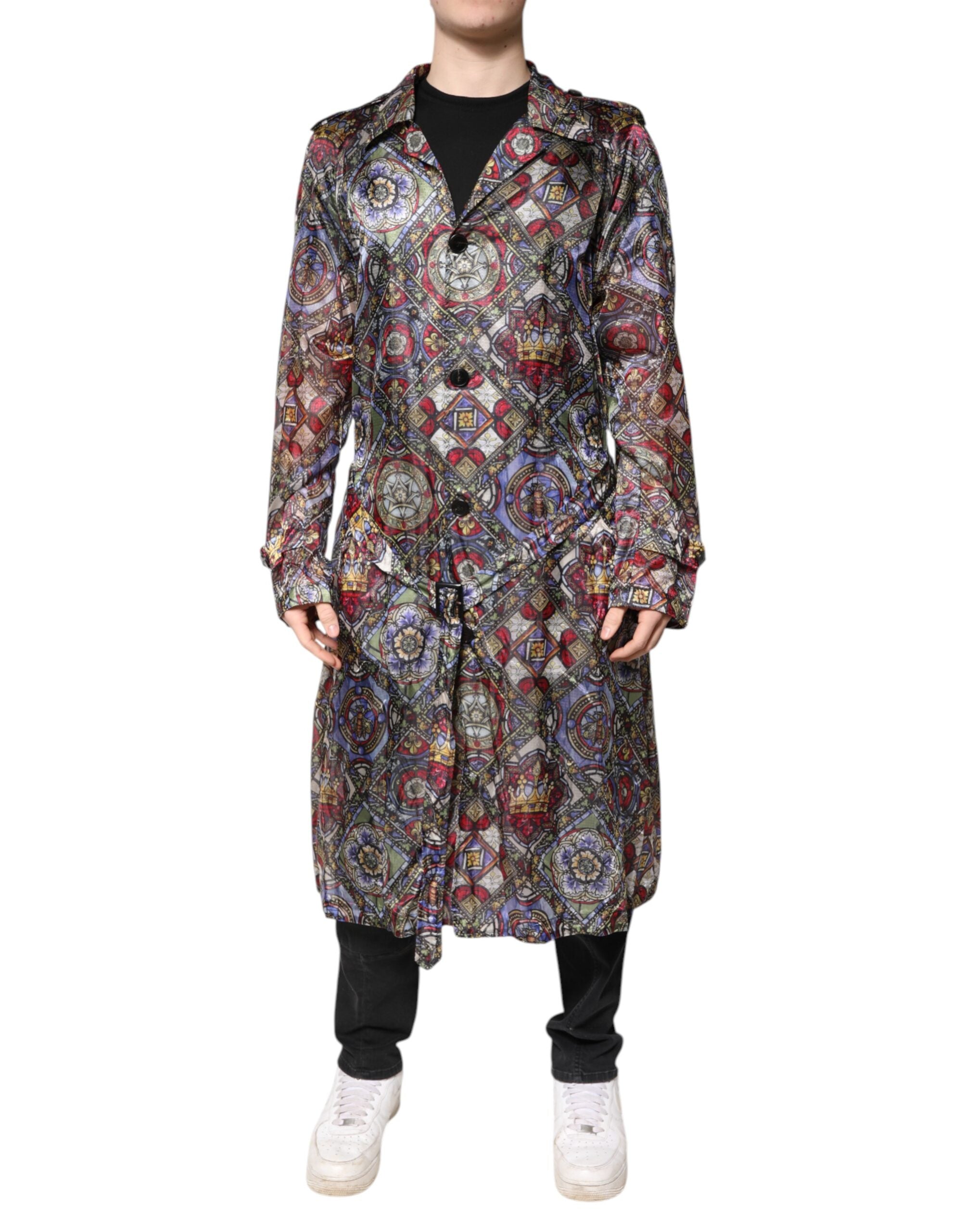 Dolce & Gabbana Multicolor Royal Bee Crown Trenchcoat Jacke