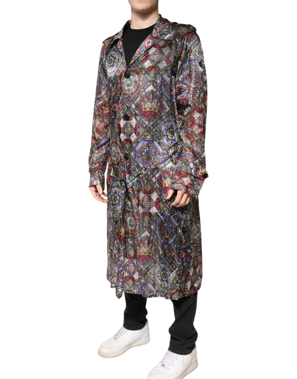 Dolce & Gabbana Multicolor Royal Bee Crown Trenchcoat Jacke