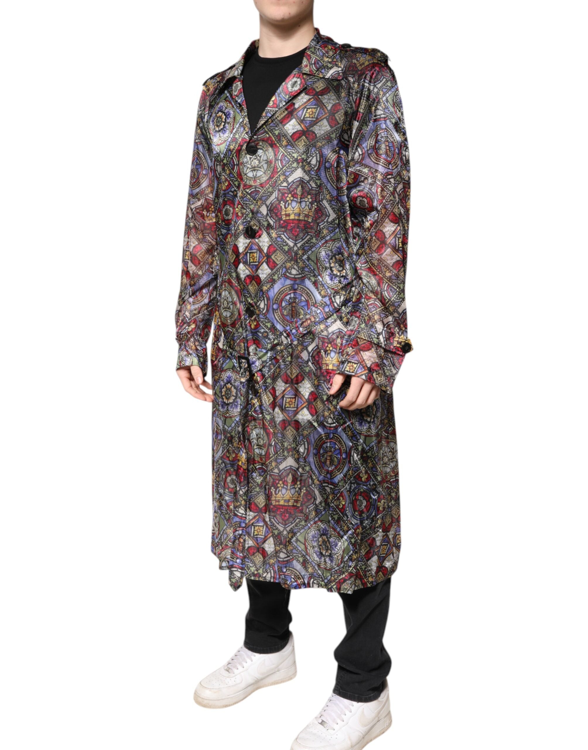 Dolce & Gabbana Multicolor Royal Bee Crown Trenchcoat Jacke