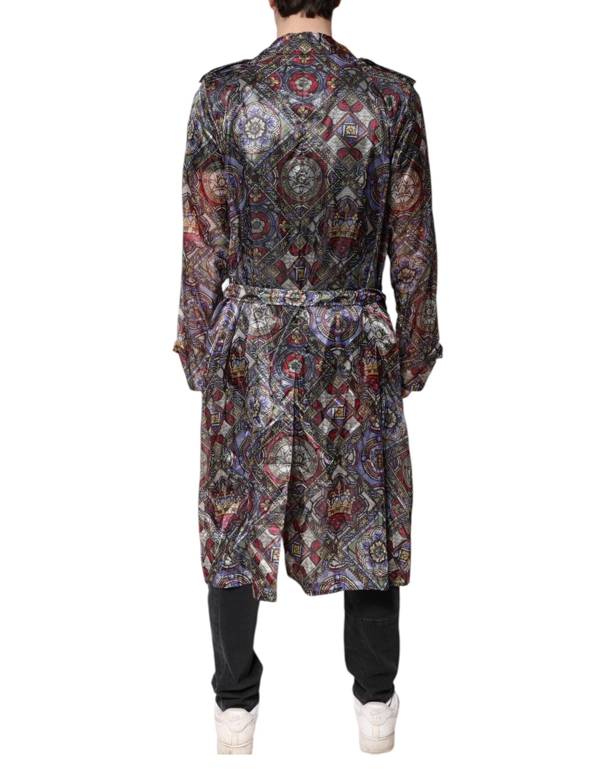 Dolce & Gabbana Multicolor Royal Bee Crown Trenchcoat Jacke