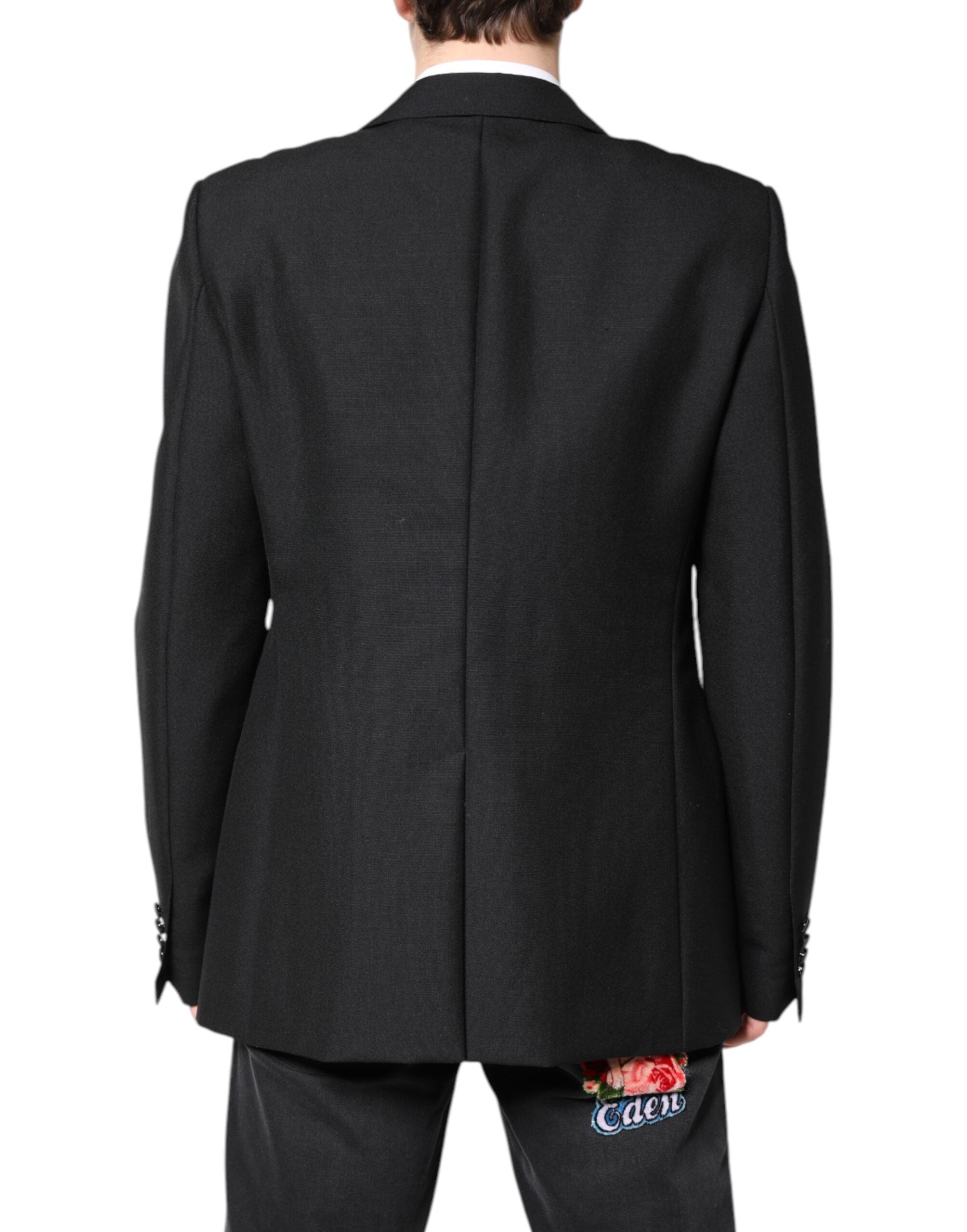 Dolce & Gabbana Schwarzer einreihiger Wollmantel Blazer