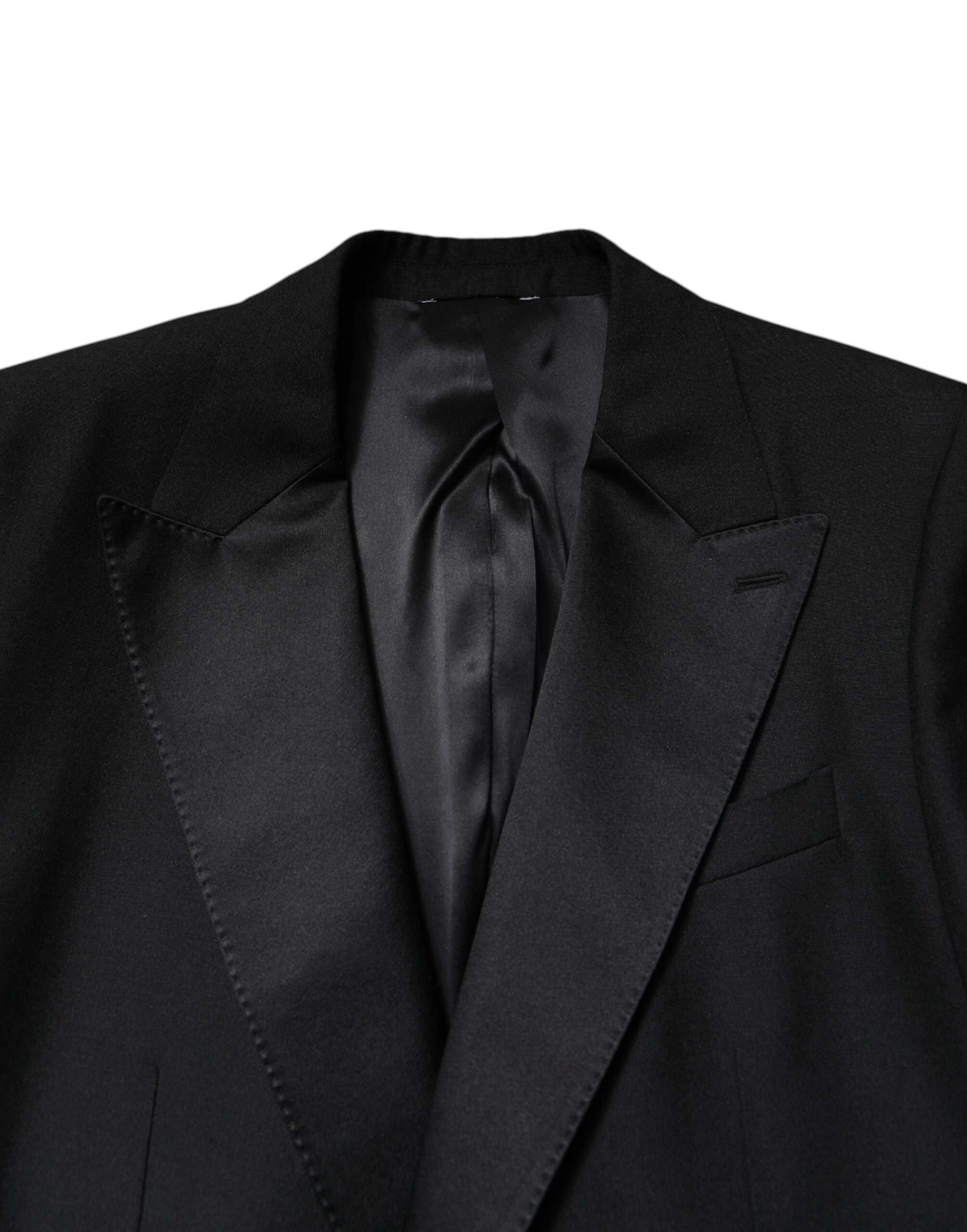 Dolce & Gabbana Schwarzer einreihiger Wollmantel Blazer