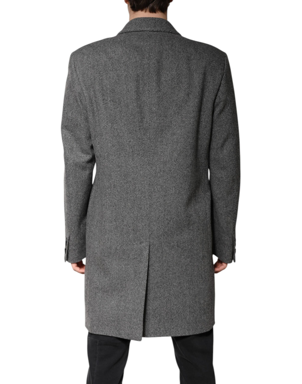 Dolce & Gabbana Grauer einreihiger Trenchcoat aus Wolle Jacke