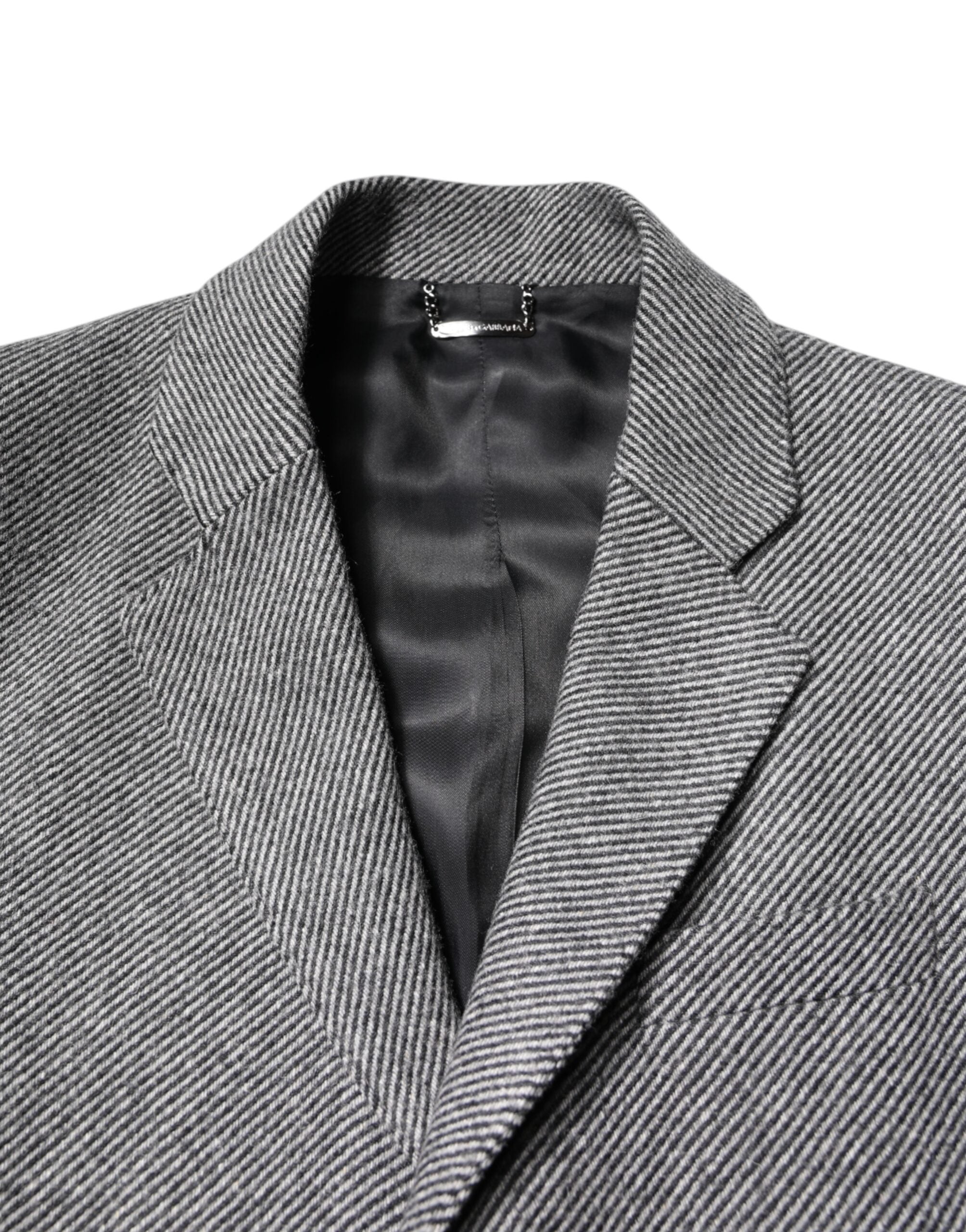 Dolce & Gabbana Grauer einreihiger Trenchcoat aus Wolle Jacke